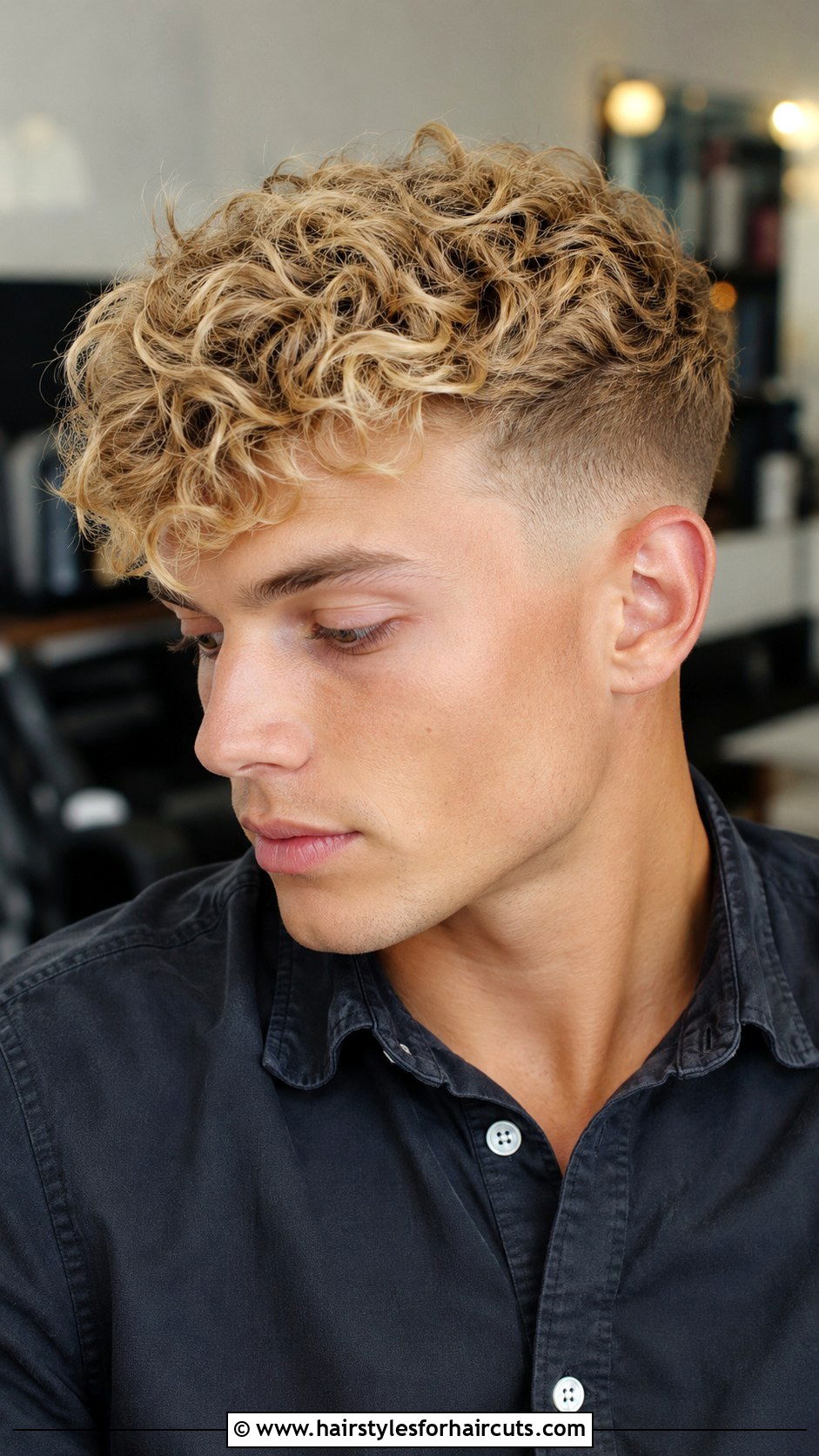 Blonde Burst Fade With Curly Top - 25 fade haircuts blonde hair - 25 fade haircuts blonde hair