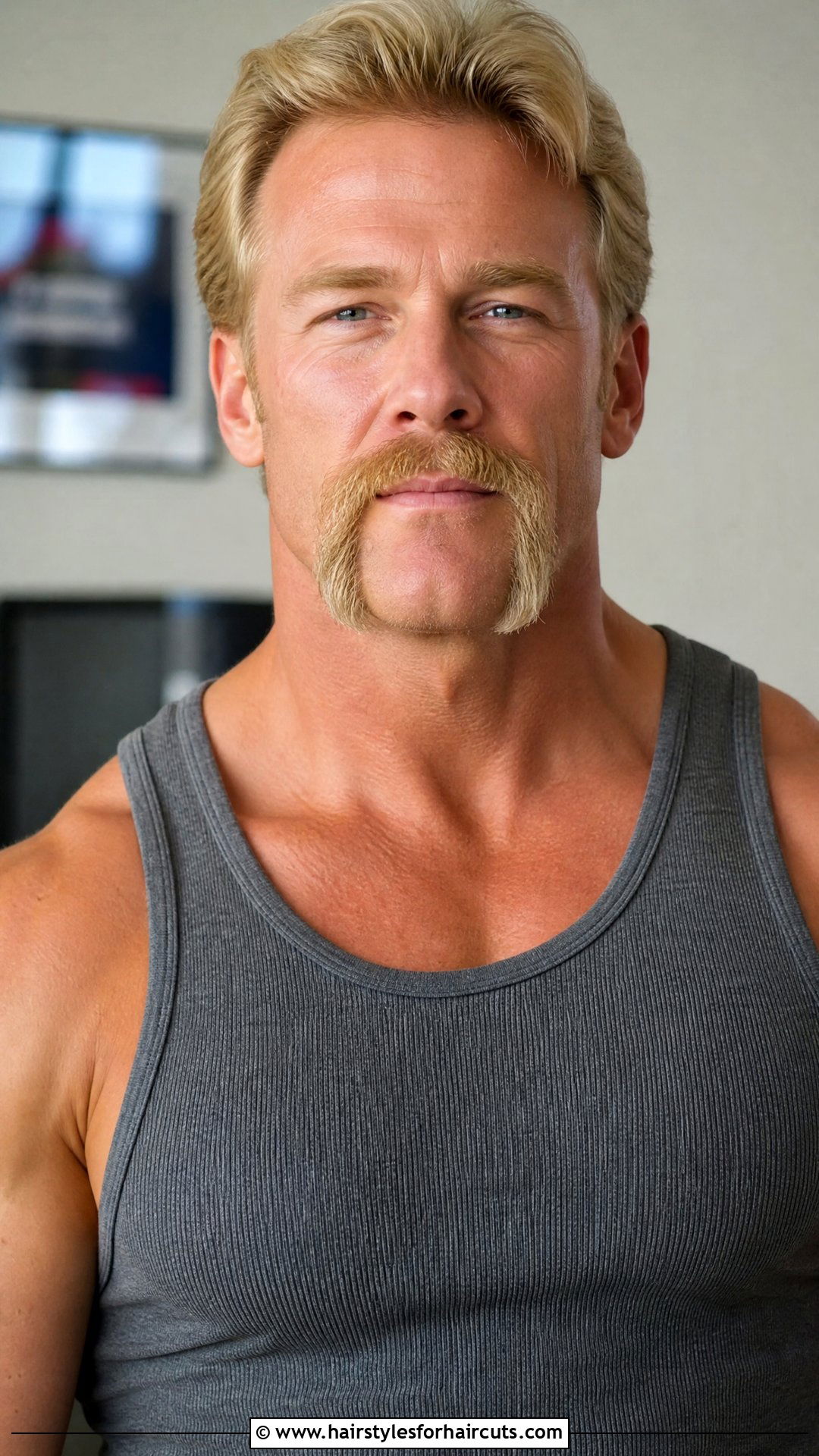 Blonde Horseshoe Mustache - 25 blonde facial hairstyles - 25 blonde facial hairstyles