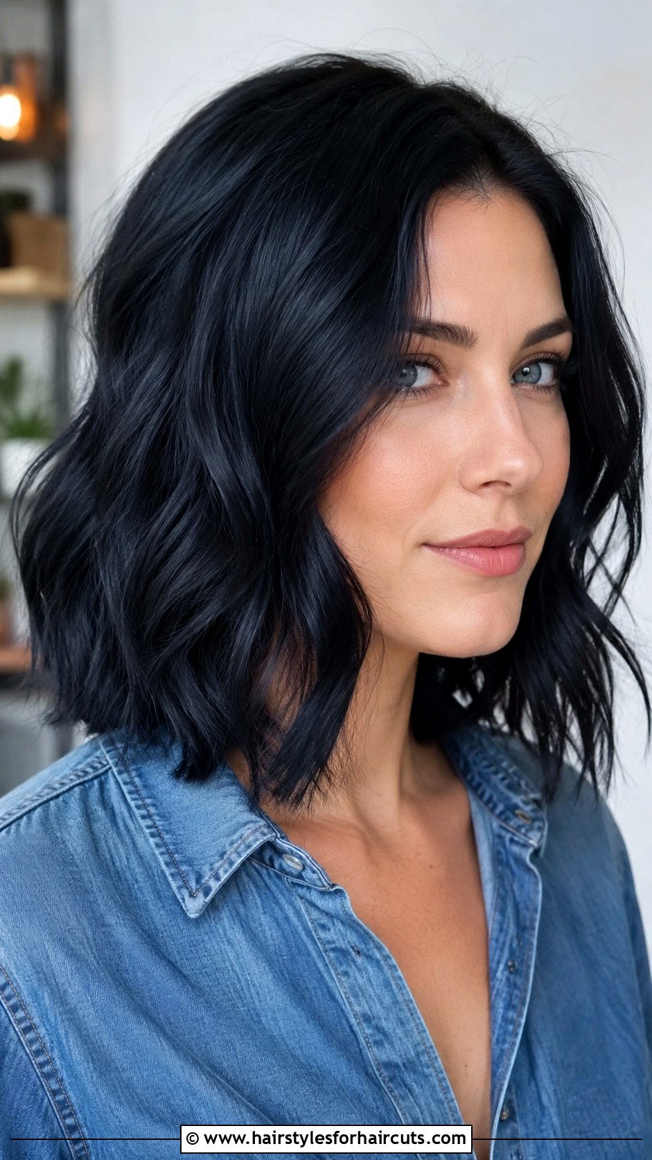 Blue Black Lob Haircut - 25 black colored hairstyles - 25 black colored hairstyles