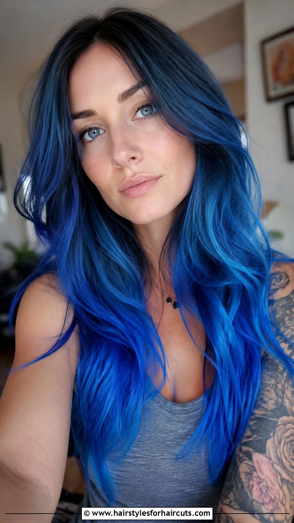 Blue Ombre Long Hair - 25 blue hairstyles - 25 blue hairstyles