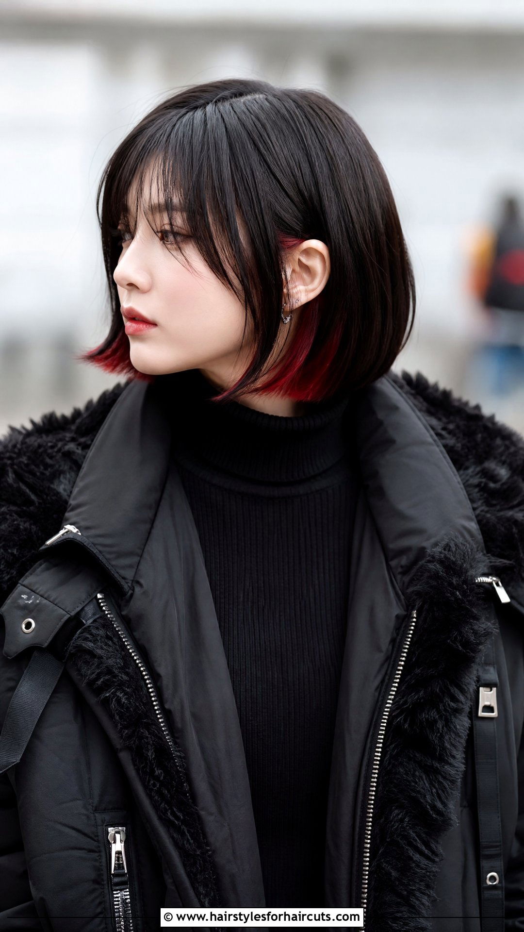 Blunt Bob With Cherry Red Underlights - 25 e girl hairstyles short hair - 25 e girl hairstyles short hair