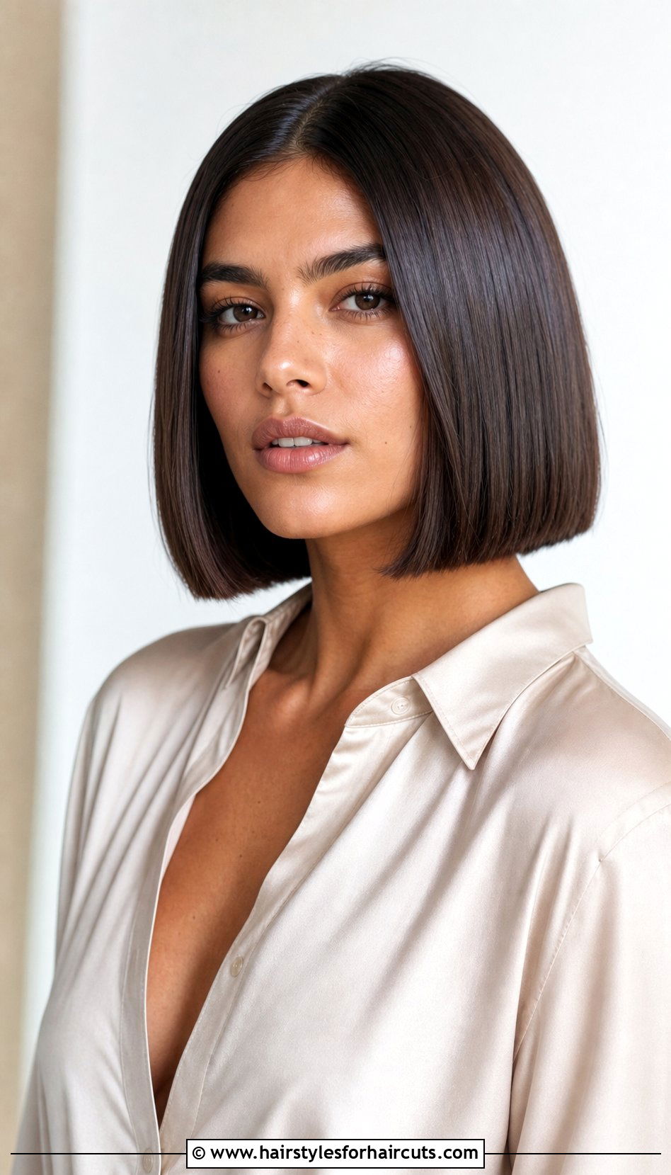 Blunt Cut Bob With Middle Part - 25 work hairstyles for short hair - 25 work hairstyles for short hair