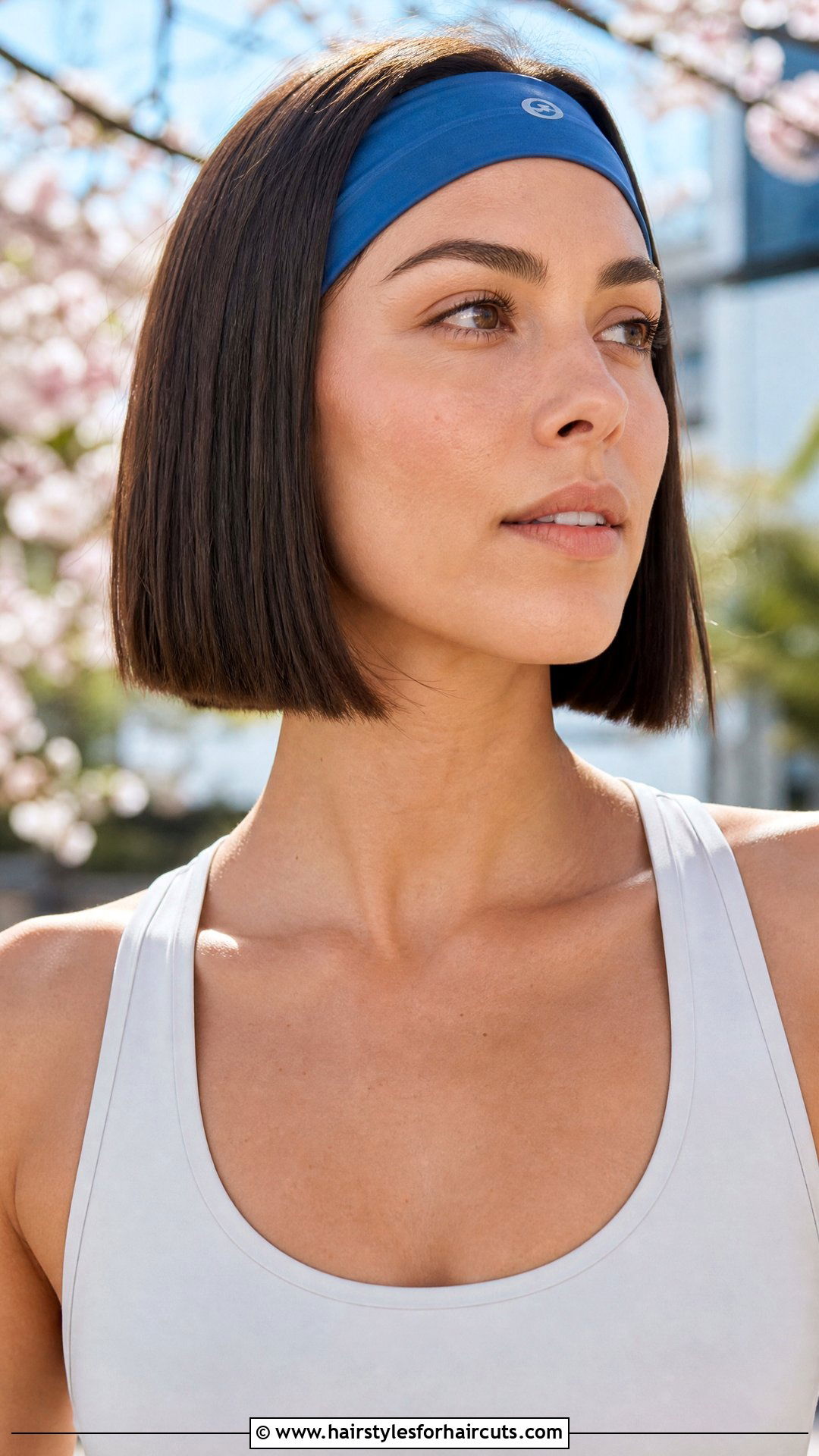 Blunt Cut Bob With Moisture Wicking Headband - 25 bob haircuts workout headbands for short hair - 25 bob haircuts workout headbands for short hair