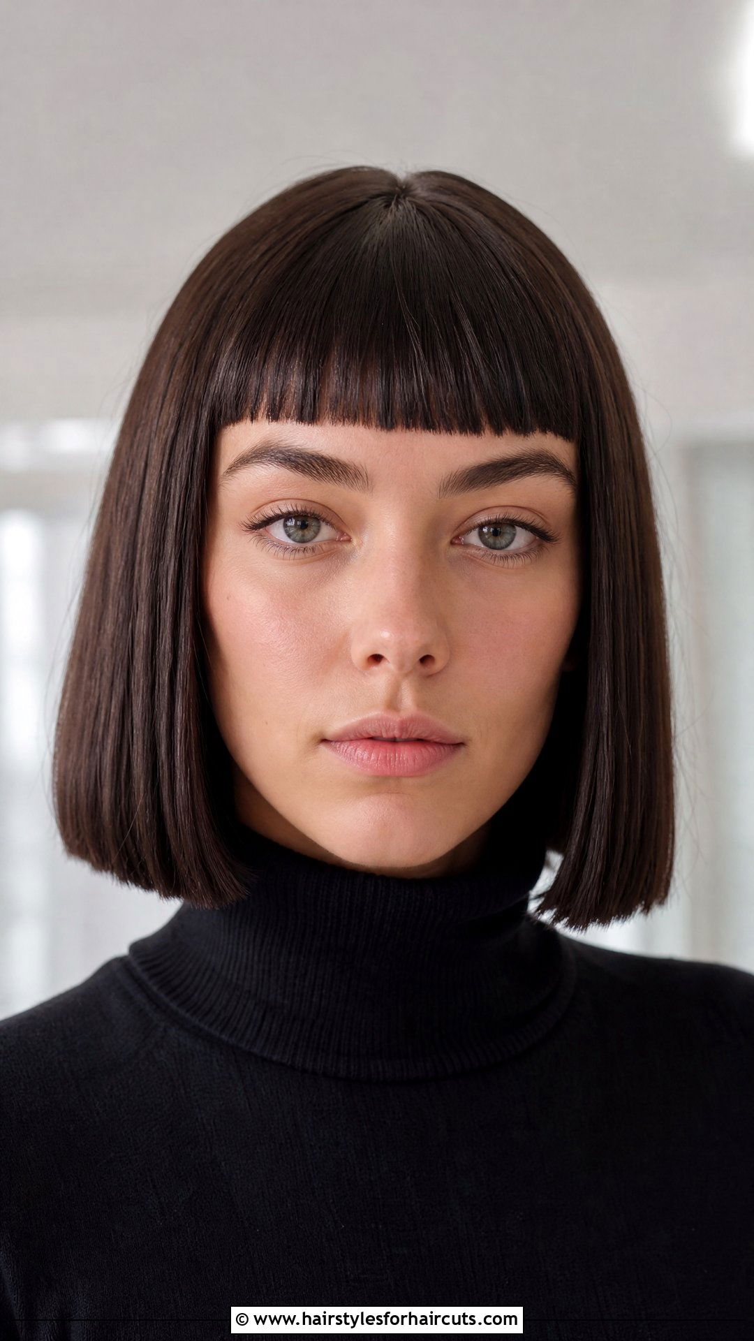 Blunt Cut With Baby Bangs - 25 hairstyles for widows peak - 25 hairstyles for widows peak
