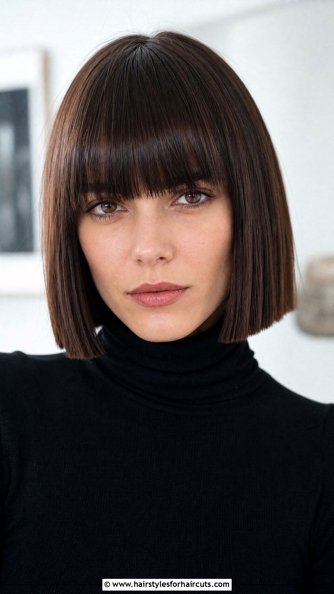 Blunt Cut With Bangs - 25 haircuts for big forehead - 25 haircuts for big forehead