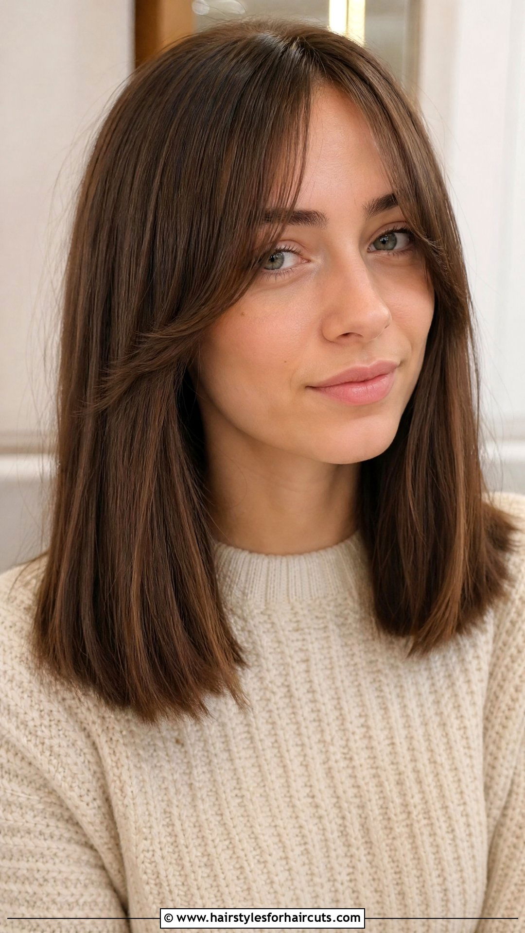 Blunt Cut With Curtain Bangs - 25 medium length haircuts for fine hair women - 25 medium length haircuts for fine hair women