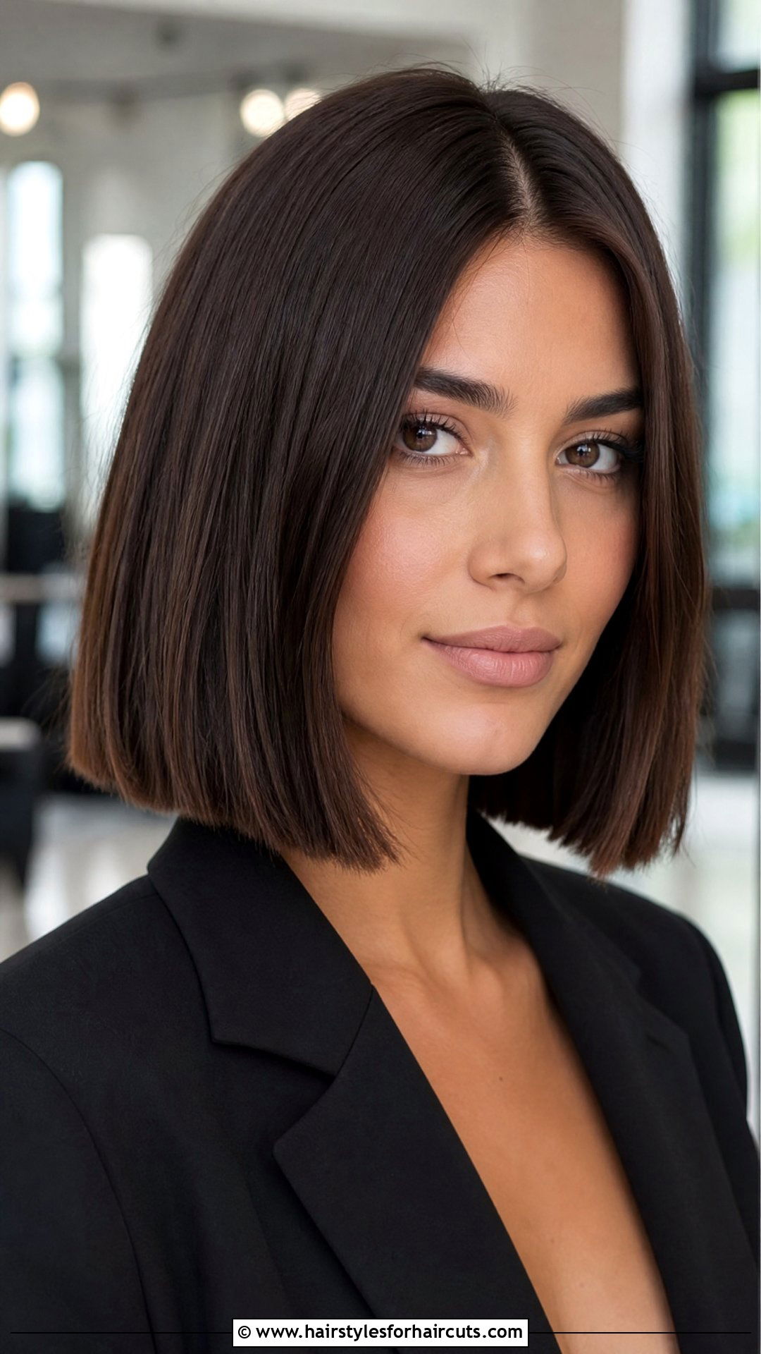 Blunt Lob With Brunette Color - 25 haircuts and dye - 25 haircuts and dye