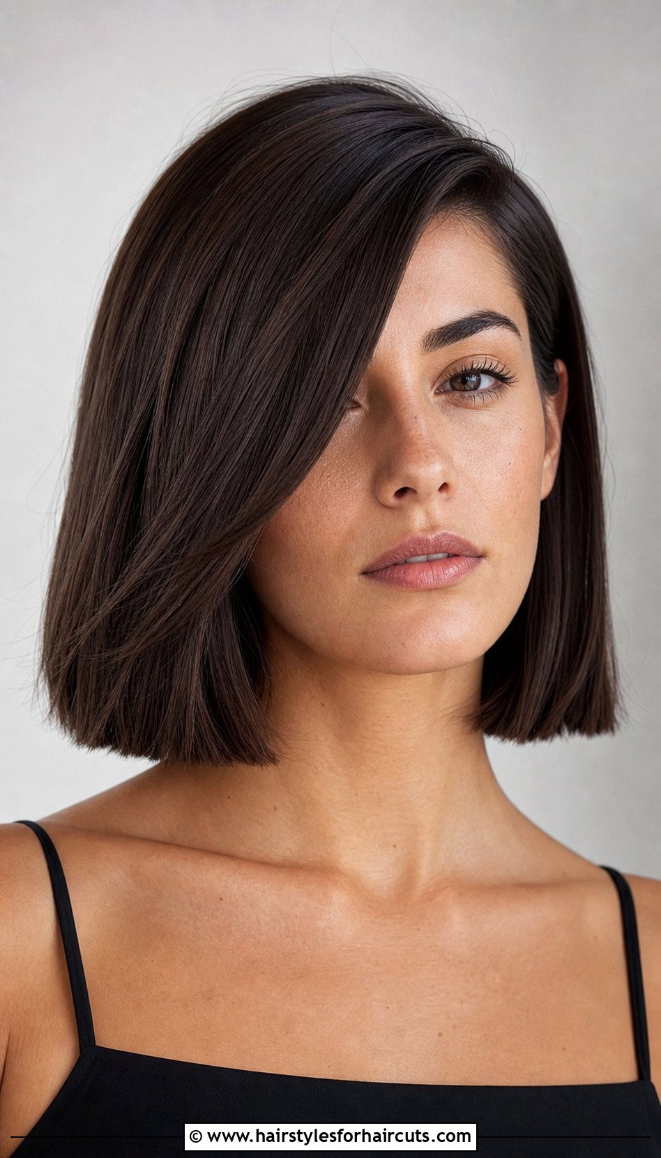 Blunt Lob With Deep Side Part - 25 haircuts that keep hair out of face - 25 haircuts that keep hair out of face