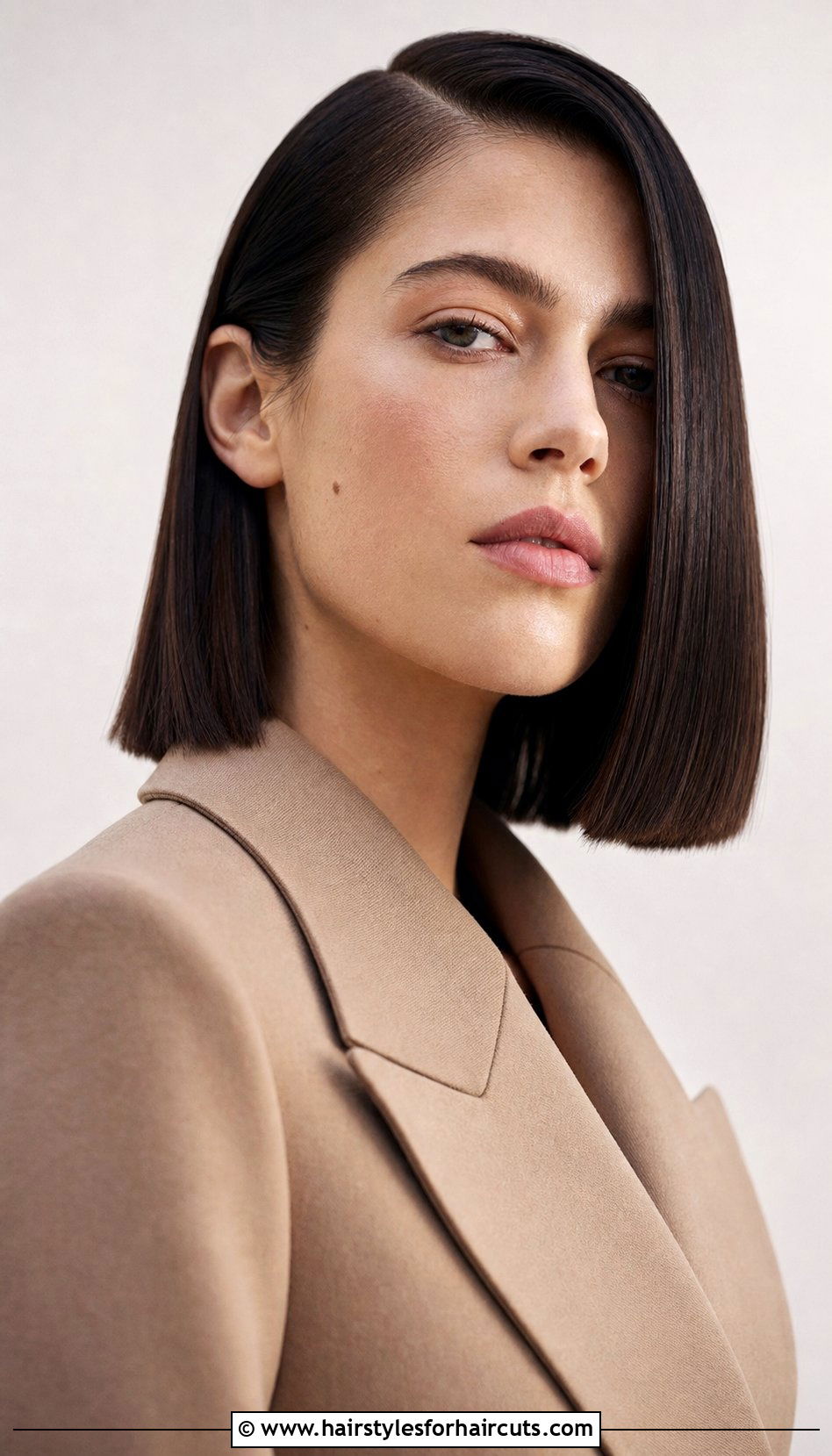 Blunt Lob With Side Part - 25 round face front haircuts - 25 round face front haircuts