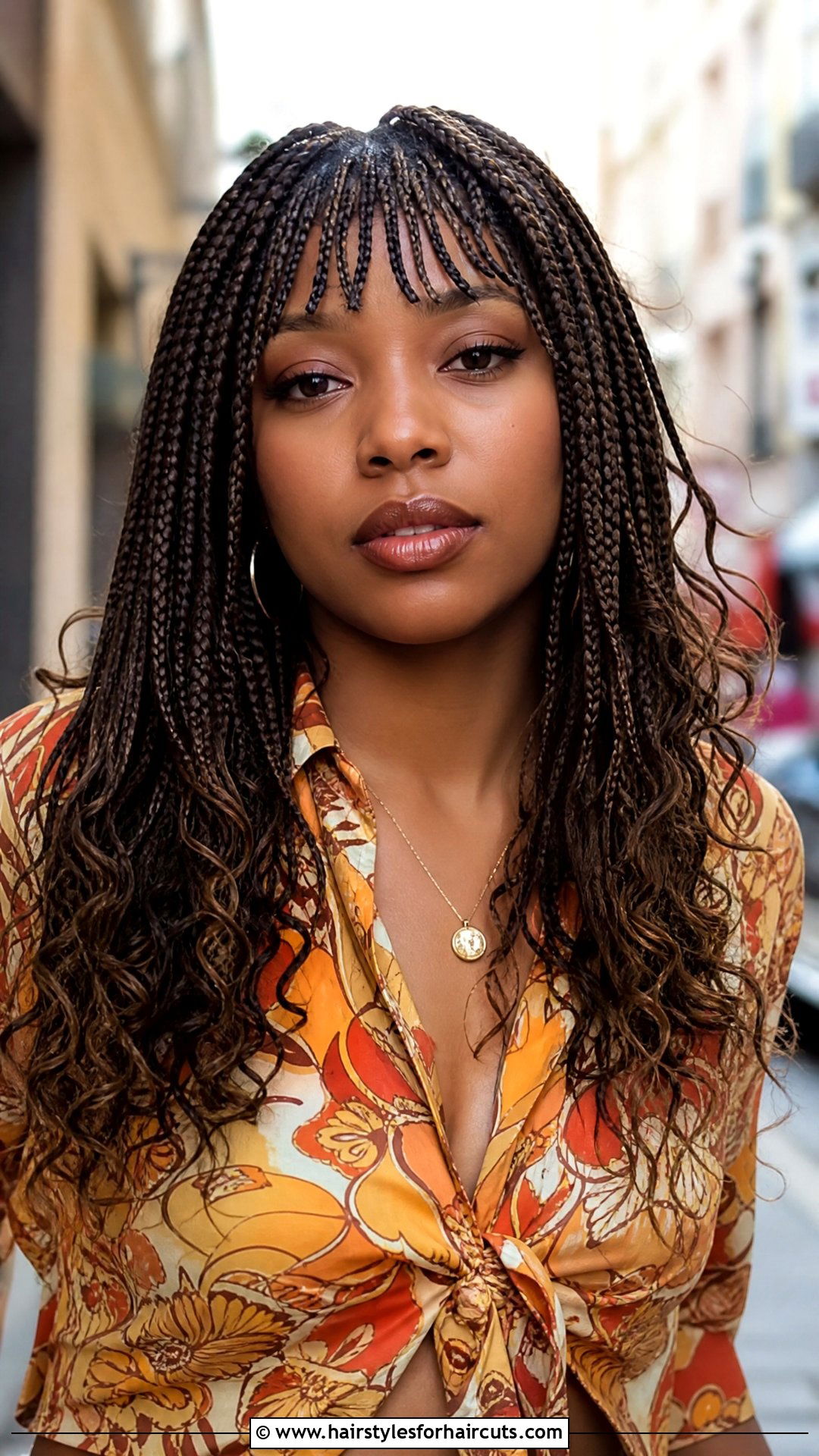 Bohemian Box Braids With Micro Bangs - 25 crochet hairstyles with bangs - 25 crochet hairstyles with bangs