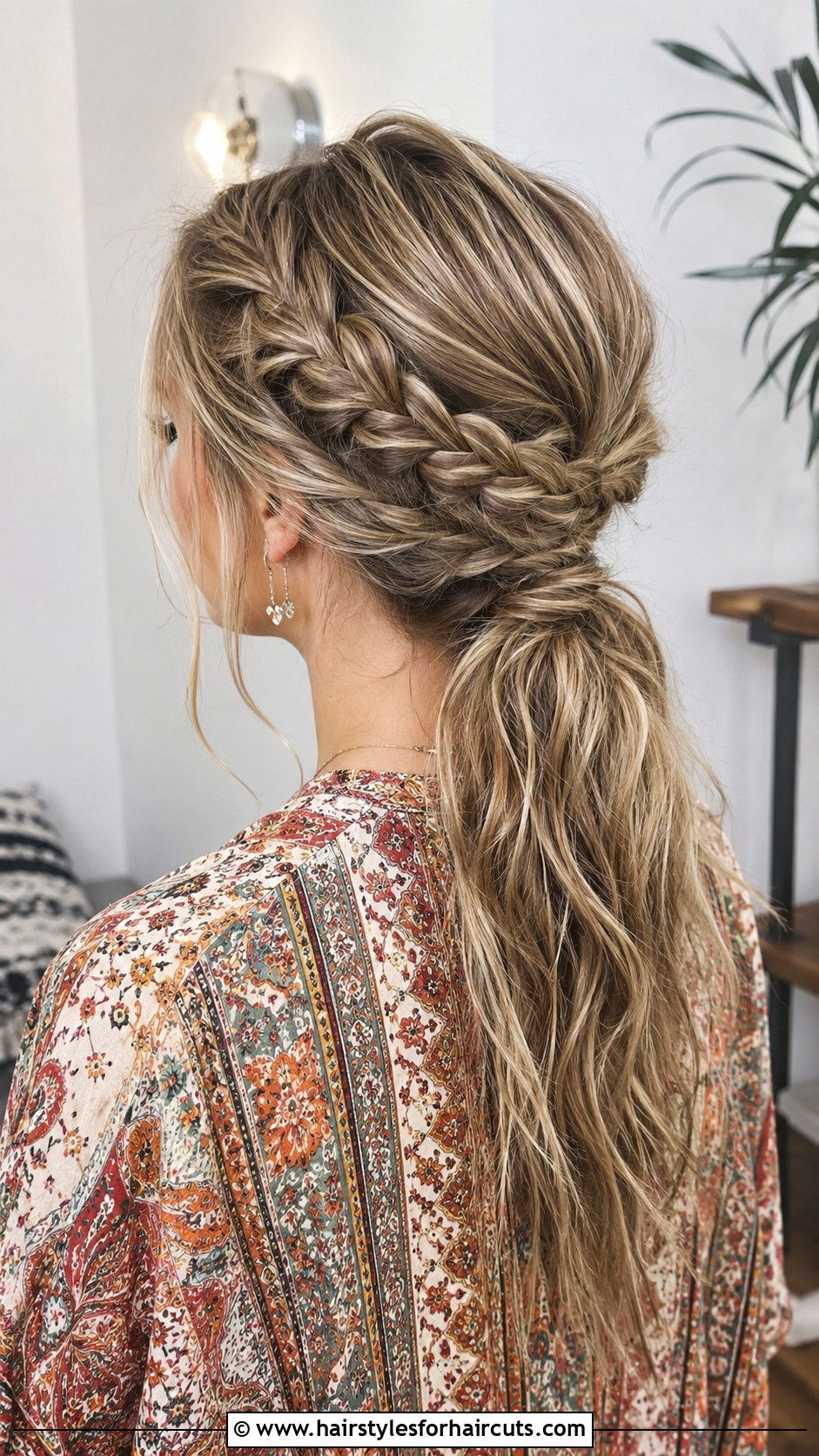Bohemian Braided Ponytail - 25 beach hairstyles for thin hair - 25 beach hairstyles for thin hair