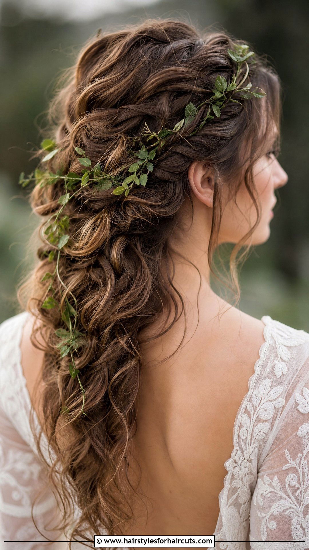 Bohemian Curly Wedding Hairstyle With Vine - 25 wedding hairstyles for shoulder length curly hair - 25 wedding hairstyles for shoulder length curly hair
