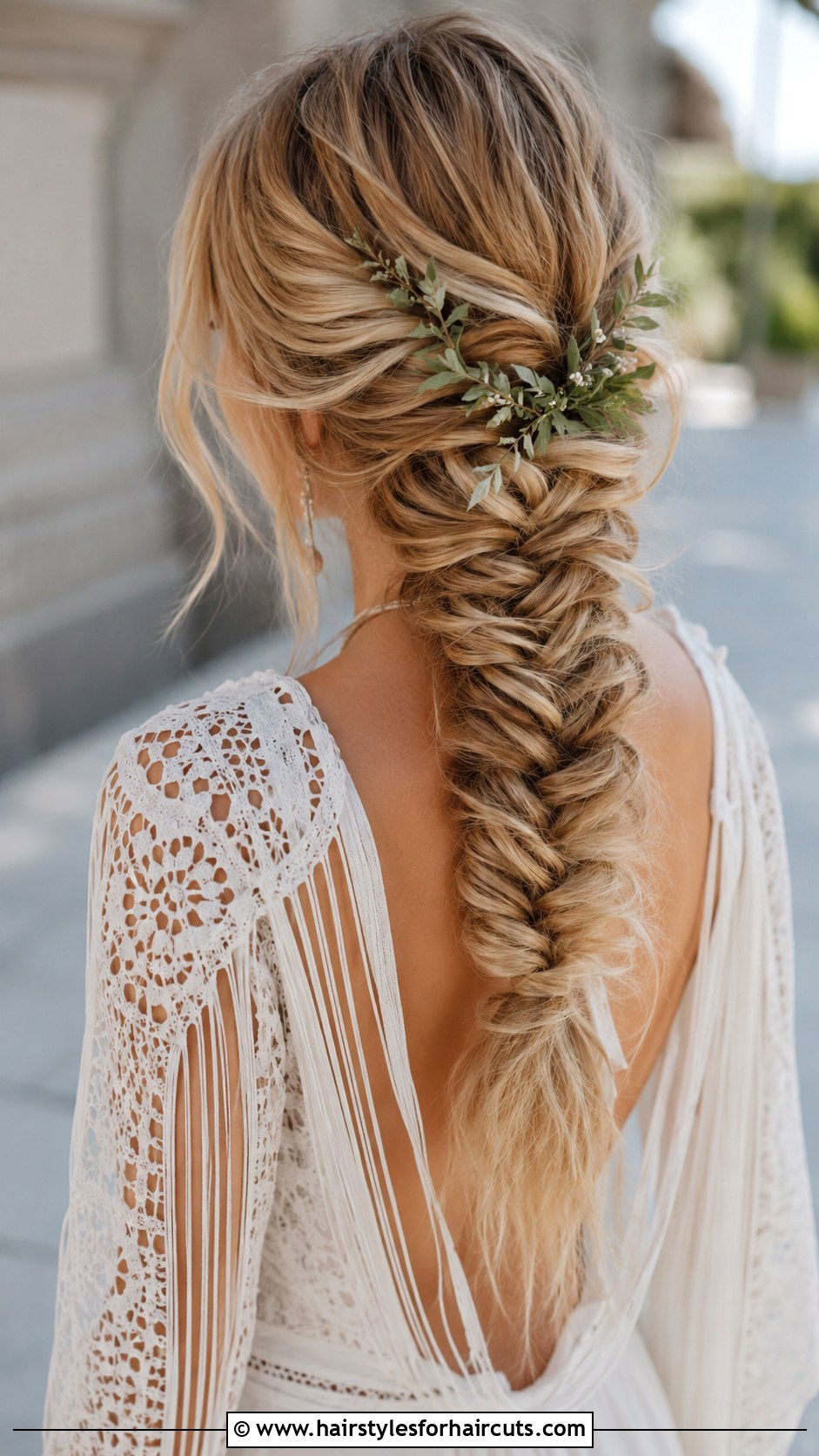 Bohemian Fishtail Braid - 25 down wedding hairstyles for medium hair - 25 down wedding hairstyles for medium hair