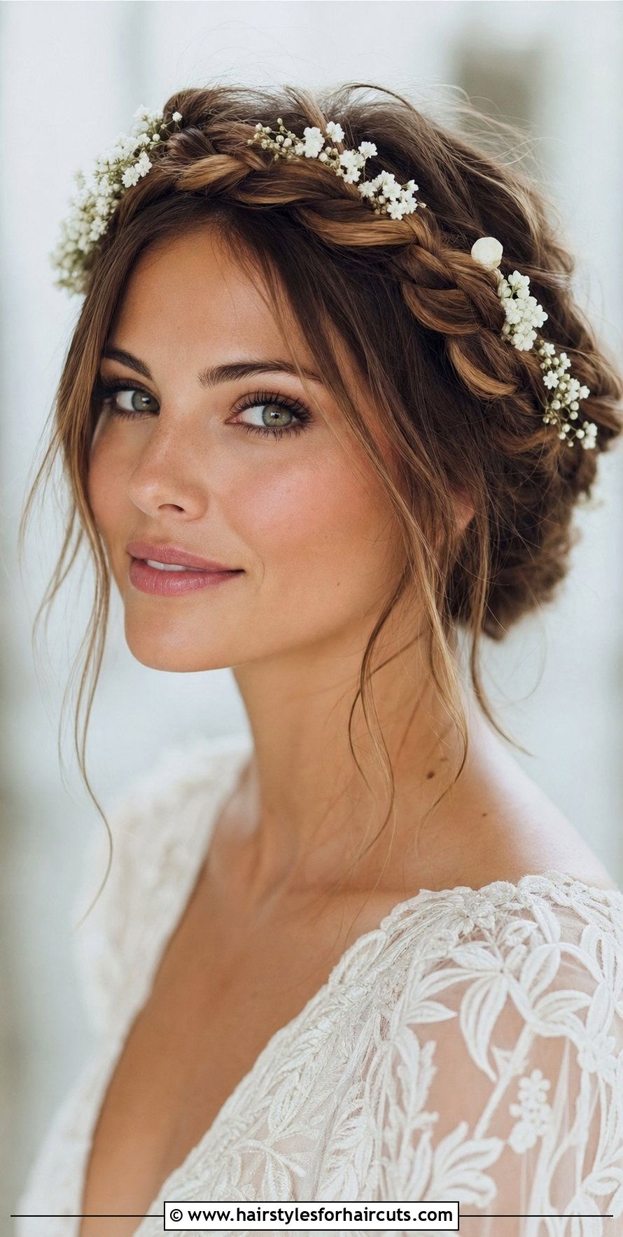 Boho Braided Crown Wedding Hairstyle - 25 wedding hairstyles shoulder length - 25 wedding hairstyles shoulder length