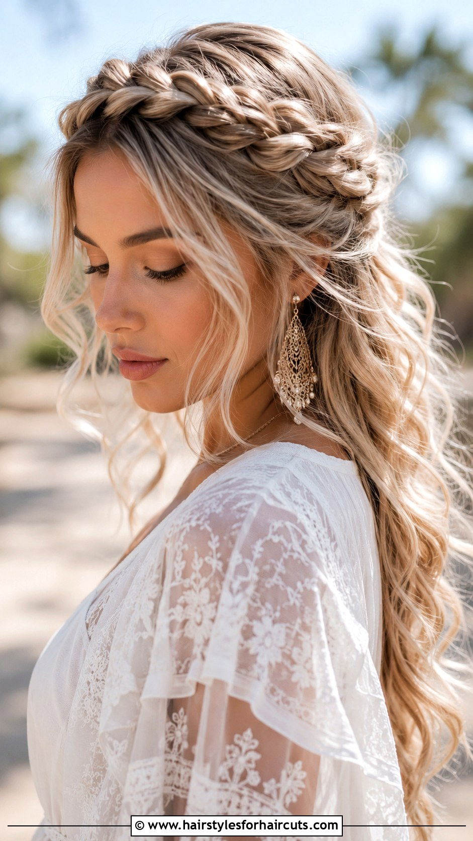 Boho Braided Crown With Hair Extensions - 25 hair extensions for wedding hairstyles - 25 hair extensions for wedding hairstyles