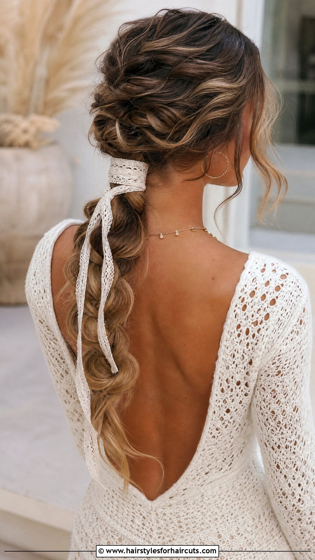 Boho Bridal Braided Ponytail - 25 easy bridal hairstyles for long hair - 25 easy bridal hairstyles for long hair