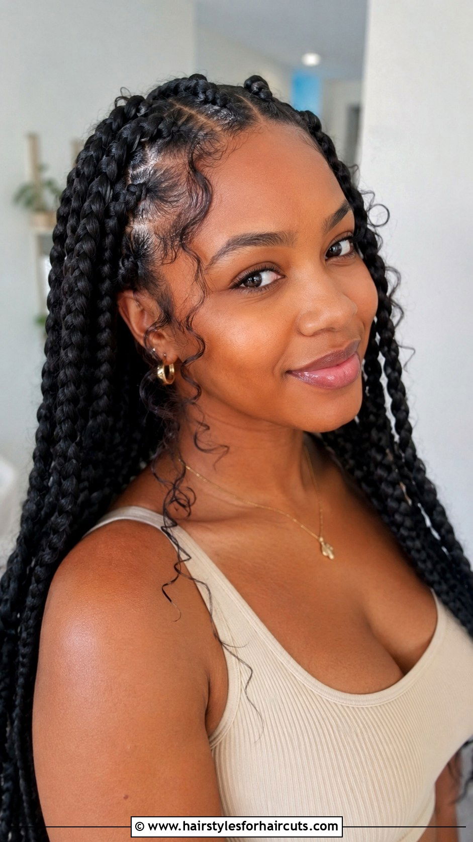 Boho Feed In Braids With Curly Pieces - 25 bohemian hairstyles for black hair - 25 bohemian hairstyles for black hair