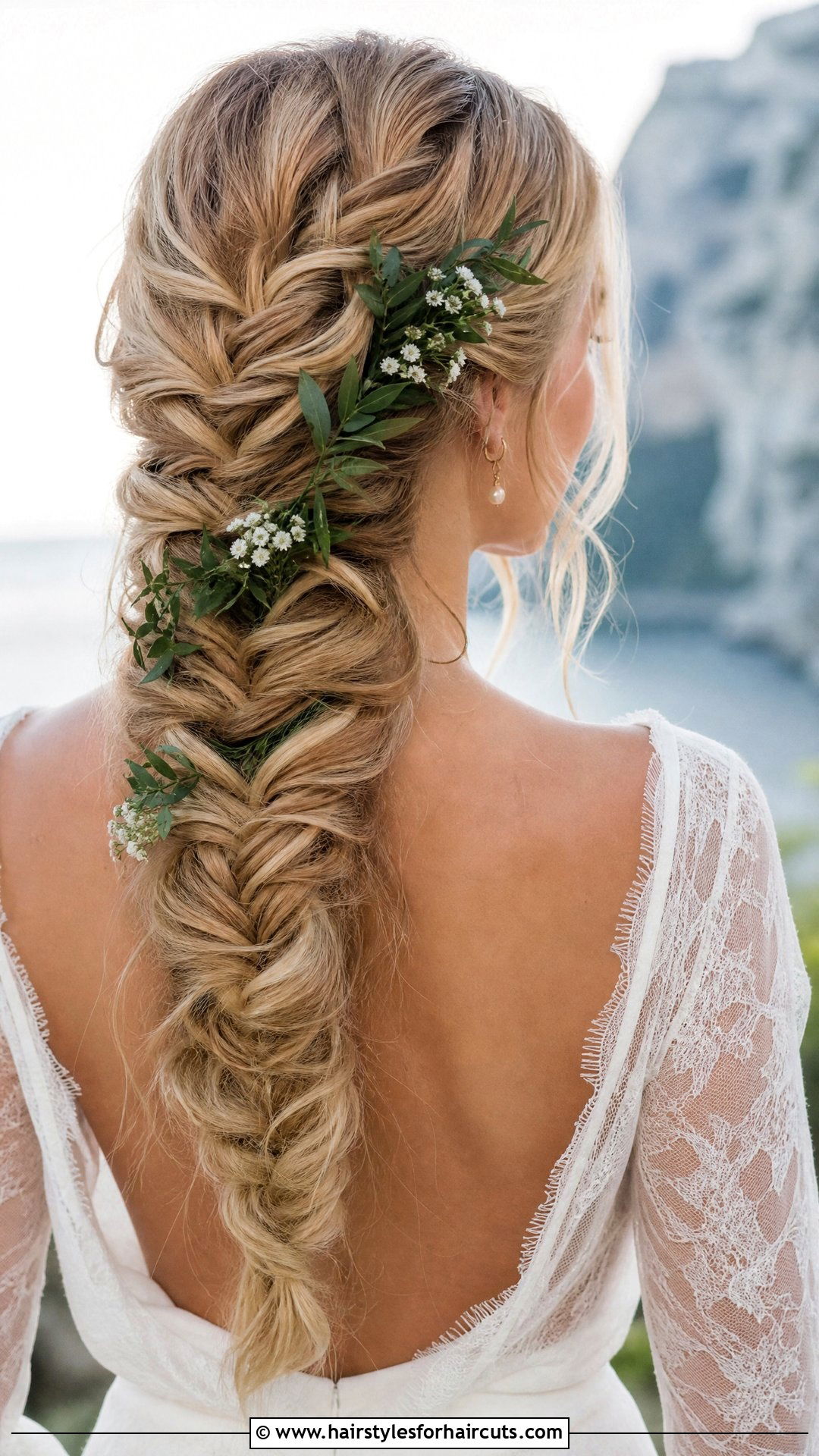 Boho Fishtail Braid Wedding Hairstyle - 25 wedding hairstyles for thick hair - 25 wedding hairstyles for thick hair