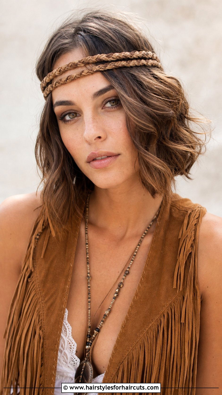 Boho Headband With Short Wavy Hair - 25 headband hairstyles short hair - 25 headband hairstyles short hair
