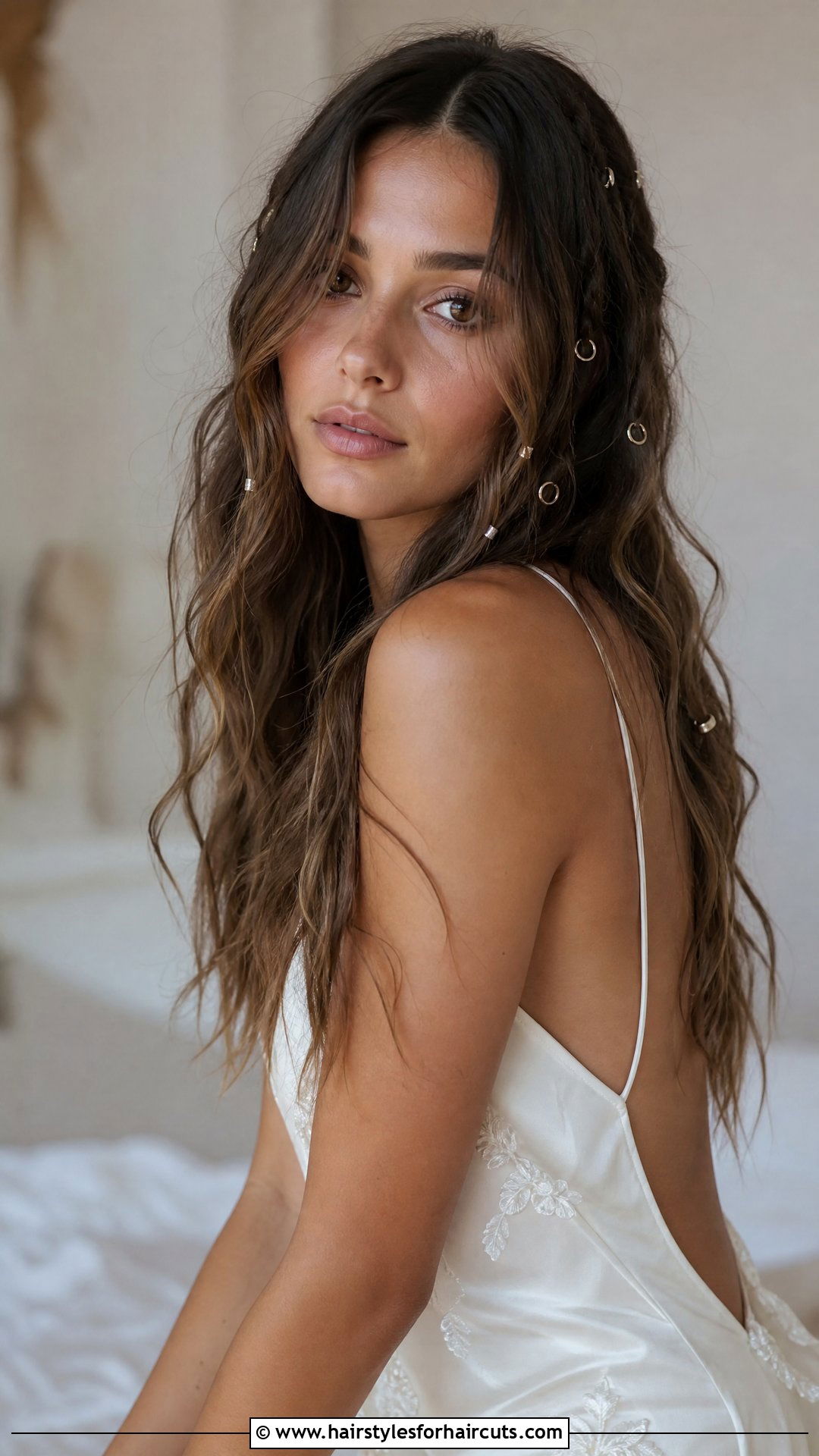 Boho Loose Waves With Accessories - 25 boho wedding hairstyles for long hair - 25 boho wedding hairstyles for long hair