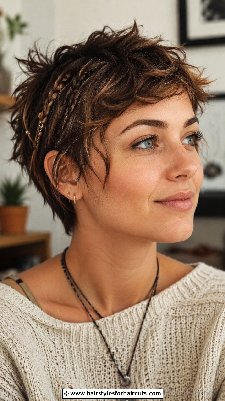 Boho Pixie With Loose Braids - 25 boho hippie hairstyles for short hair - 25 boho hippie hairstyles for short hair