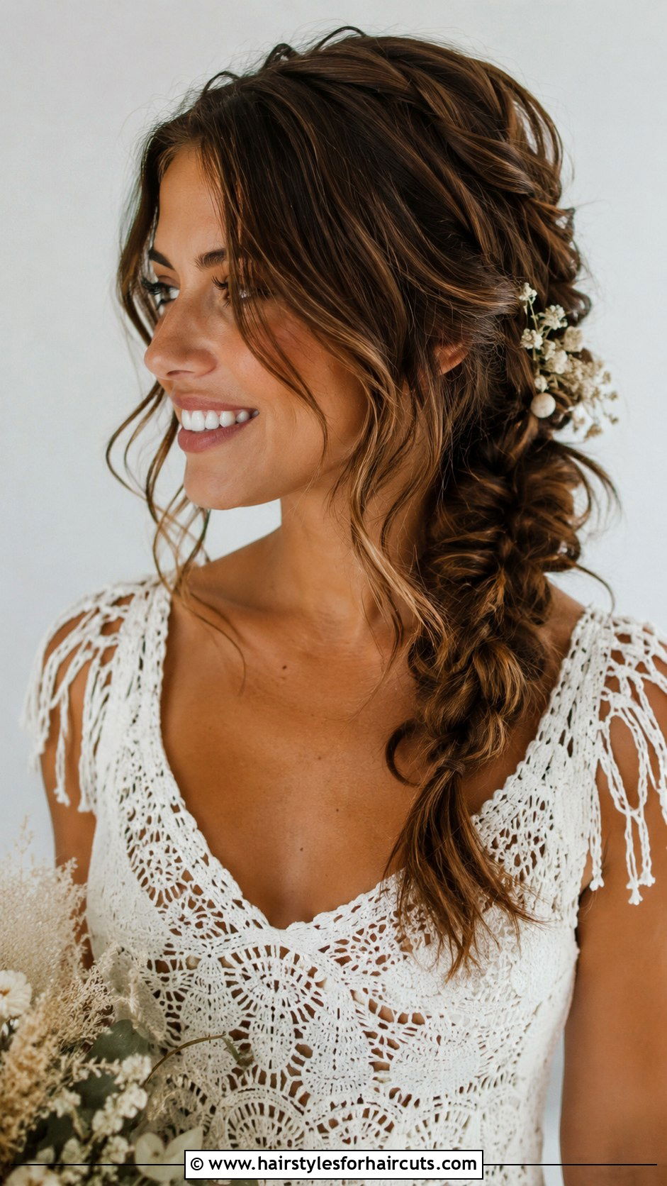 Boho Side Braid Short Hair - 25 beach wedding hairstyles for short hair - 25 beach wedding hairstyles for short hair