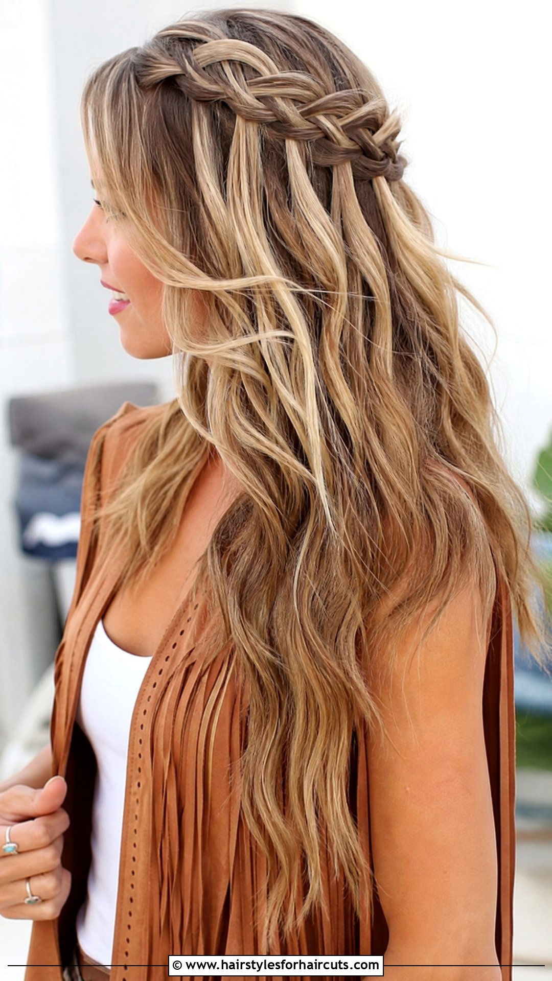 Boho Waterfall Braid - 25 water fall hairstyles - 25 water fall hairstyles