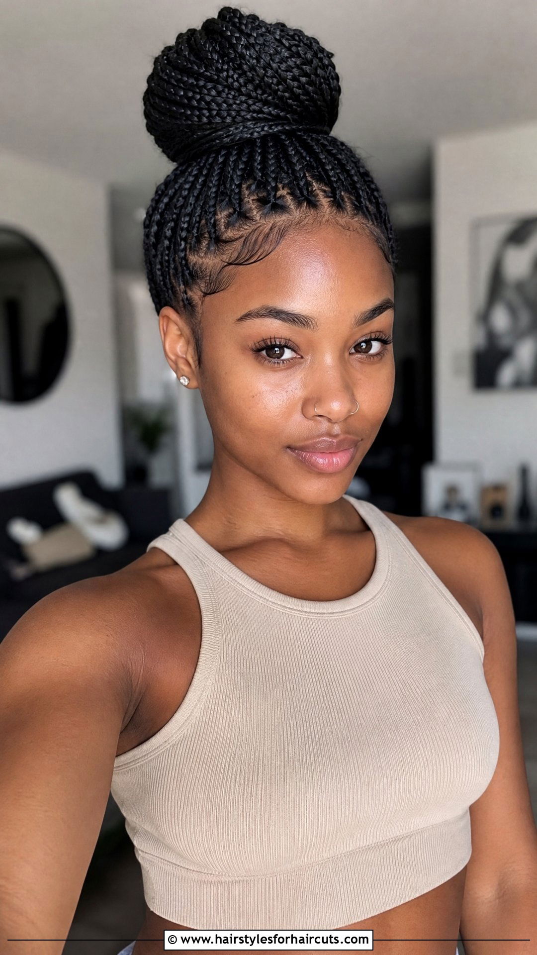 Box Braid Bun - 25 summer protective hairstyles for natural hair - 25 summer protective hairstyles for natural hair