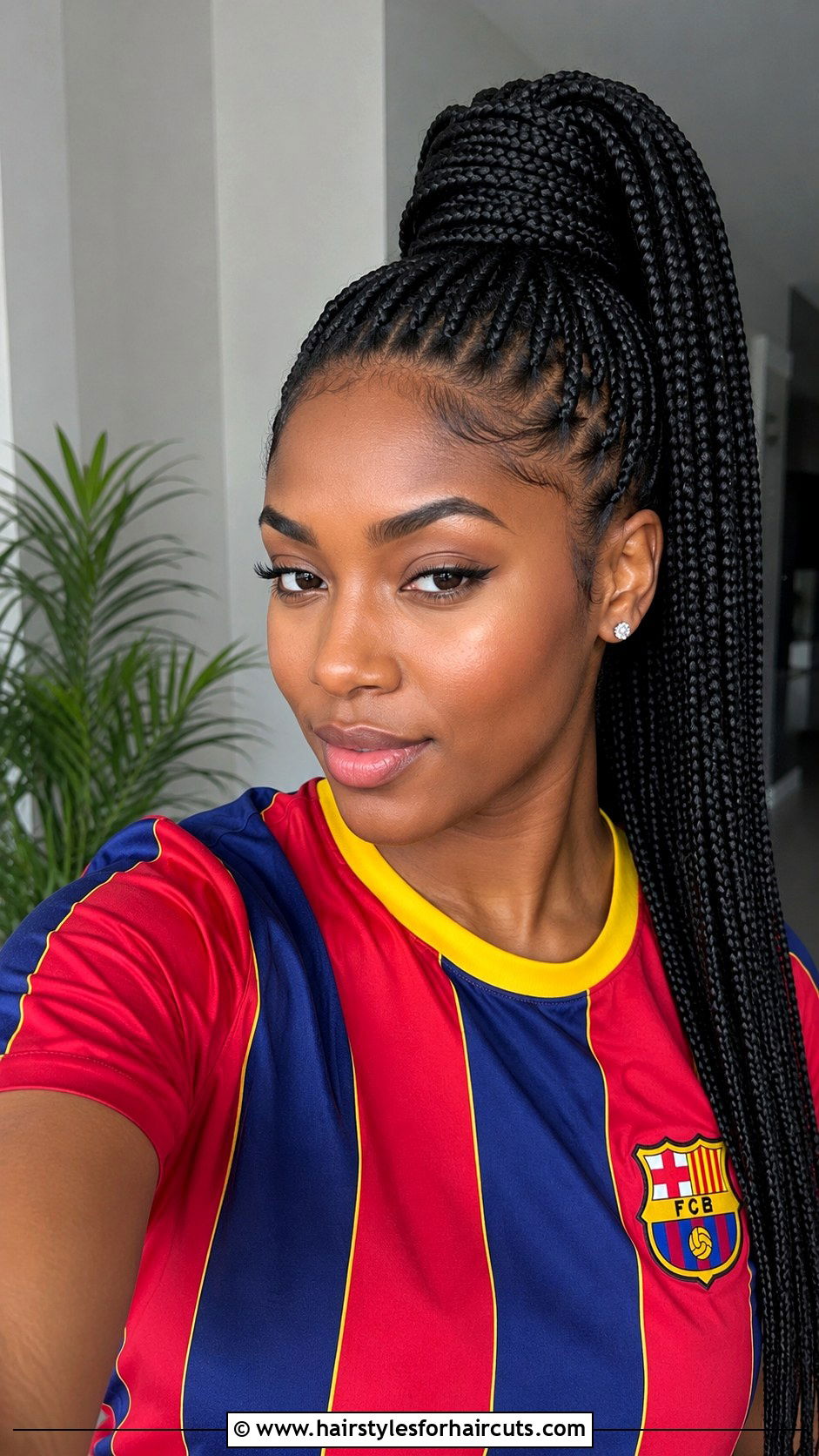 Box Braid High Ponytail - 25 basketball hairstyles for long hair - 25 basketball hairstyles for long hair