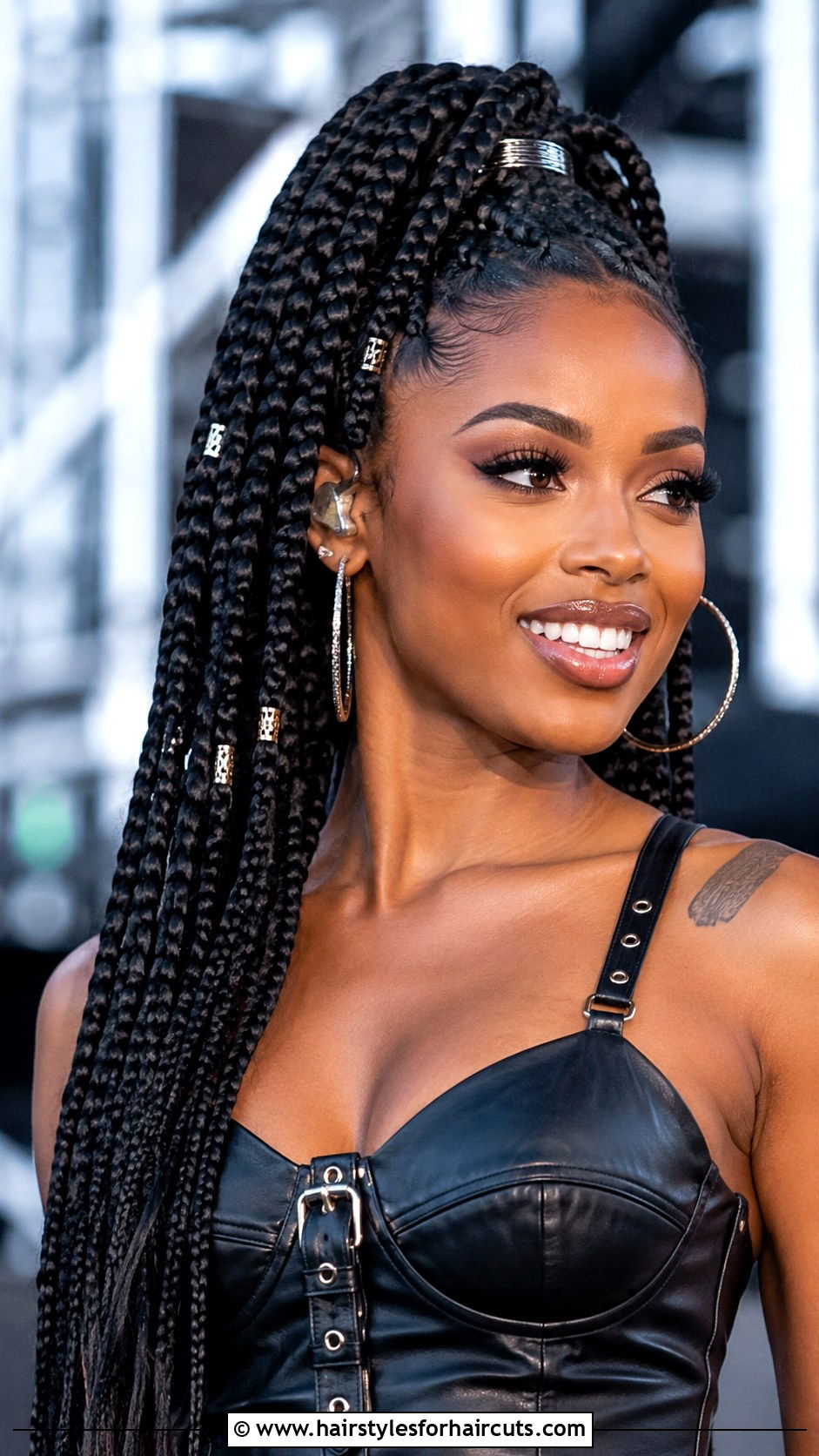 Box Braid High Ponytail - 25 medium length hair cute hairstyles for concerts - 25 medium length hair cute hairstyles for concerts