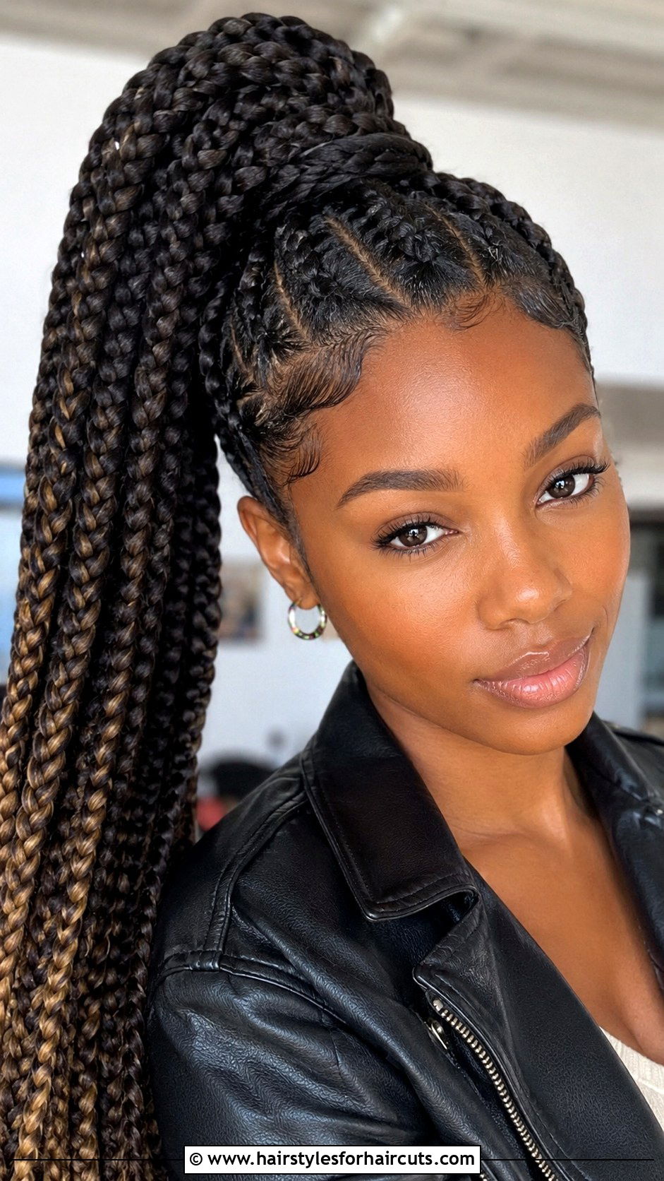 Box Braid High Ponytail - 25 ponytail hairstyles for black hair - 25 ponytail hairstyles for black hair