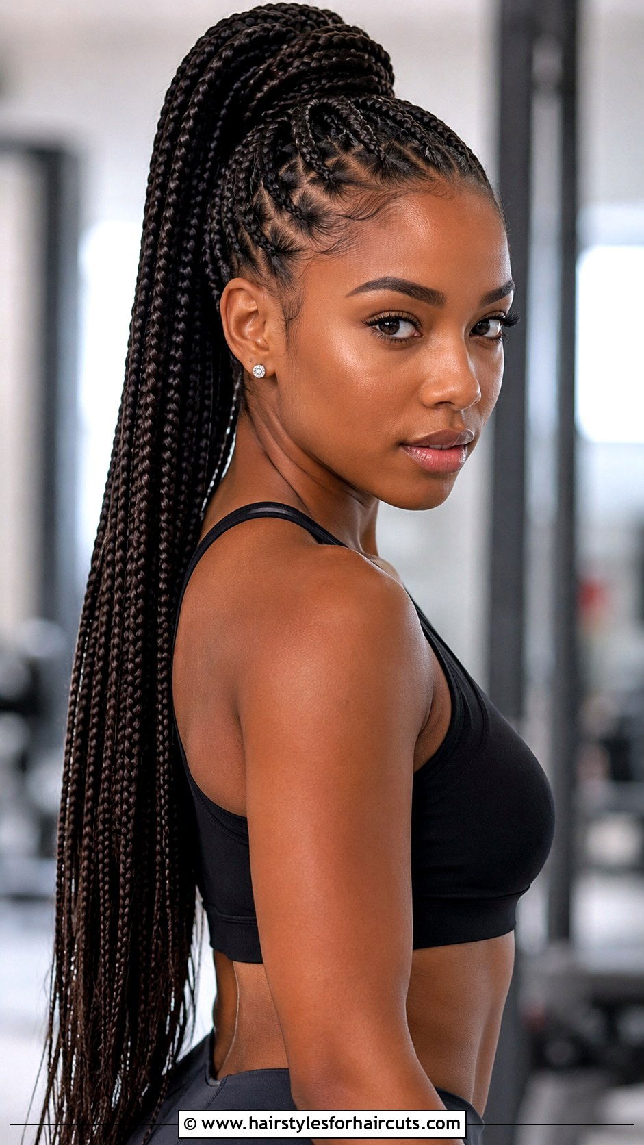 Box Braid Ponytail - 25 hairstyles using braiding hair - 25 hairstyles using braiding hair