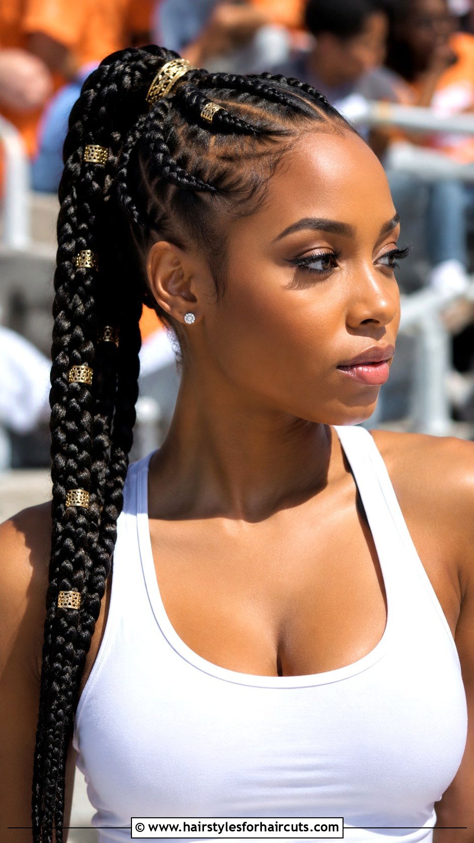 Box Braid Ponytail Game Day Hairstyle - 25 game day hairstyles - 25 game day hairstyles