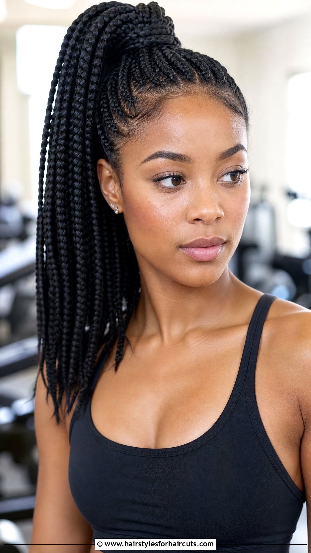 Box Braid Ponytail Medium Length - 25 workout hairstyles for medium hair - 25 workout hairstyles for medium hair