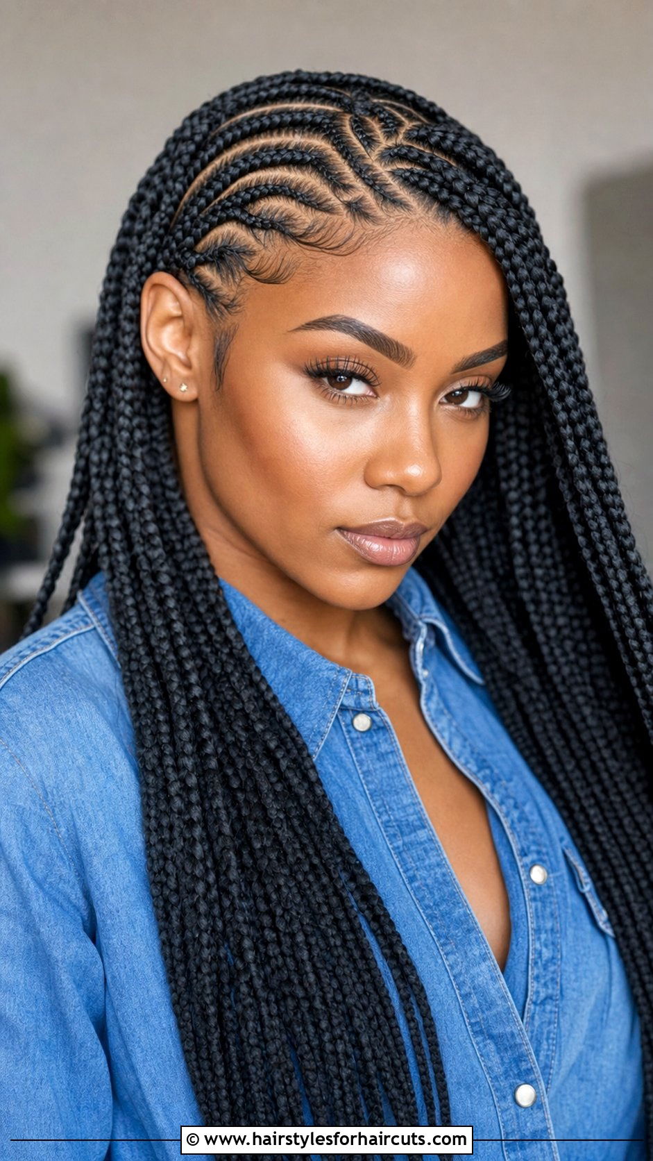 Box Braid With Front Design - 25 front braid hairstyles for black hair - 25 front braid hairstyles for black hair