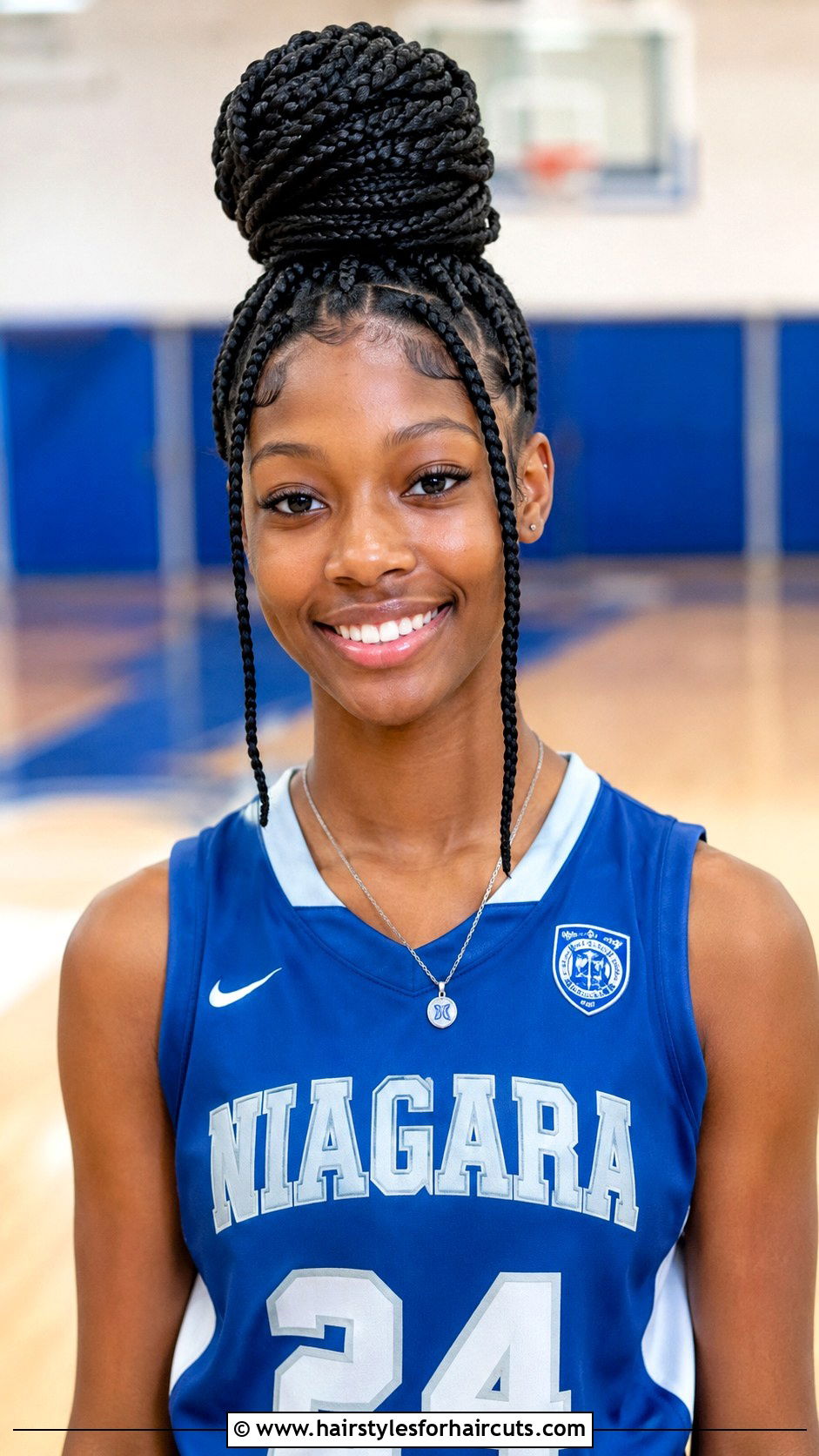 Box Braids Bun - 25 basketball hairstyles for girls - 25 basketball hairstyles for girls