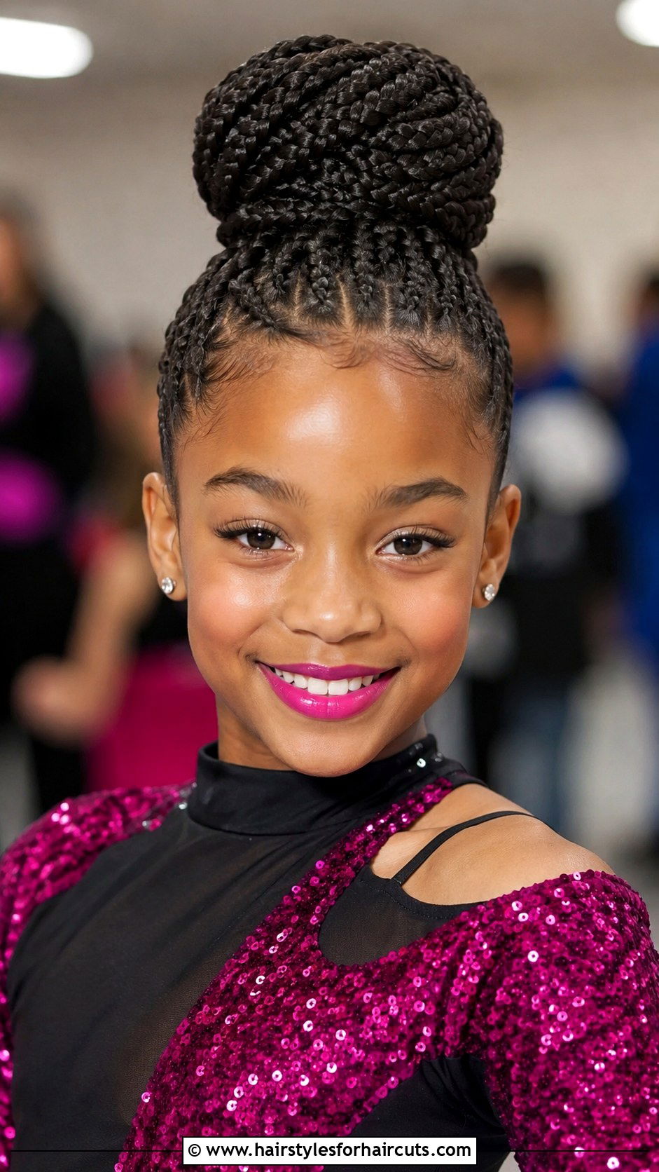 Box Braids Gathered Into High Bun - 25 dance recital hairstyles - 25 dance recital hairstyles