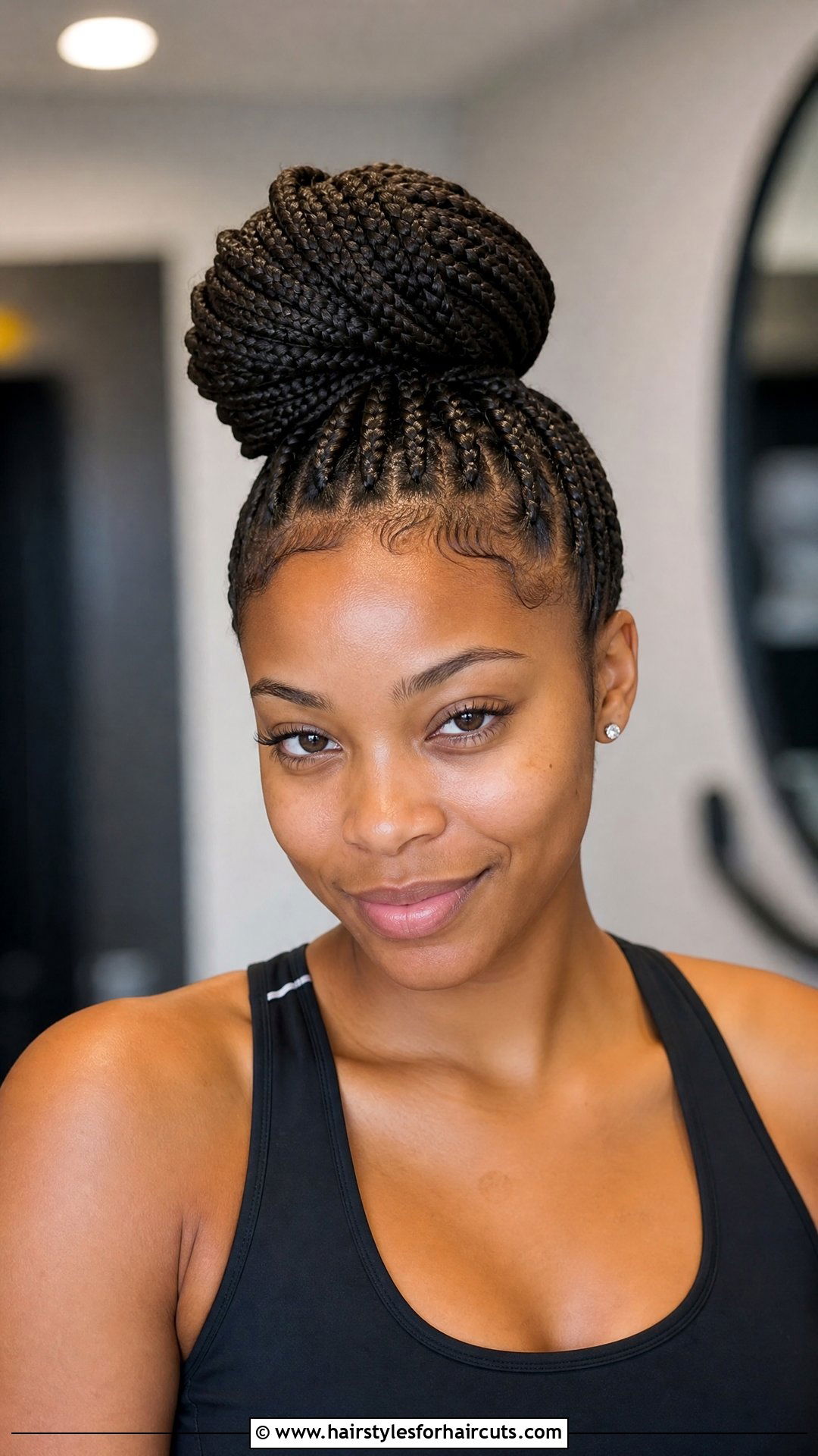 Box Braids High Bun - 25 workout hairstyles for black hair - 25 workout hairstyles for black hair