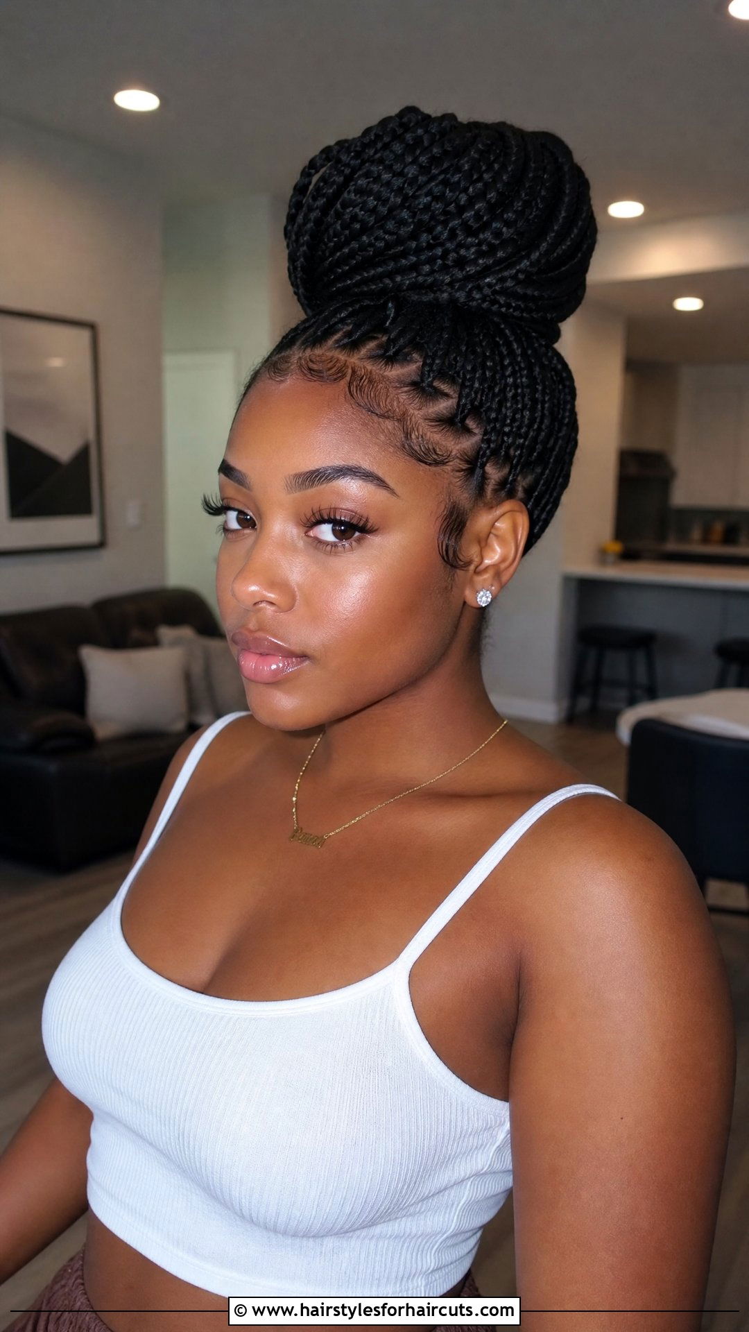 Box Braids High Bun - 25 last minute hairstyles for black hair - 25 last minute hairstyles for black hair