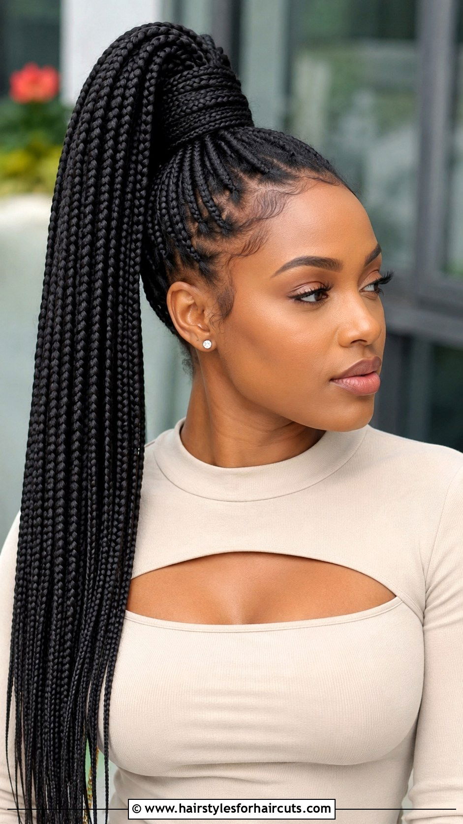 Box Braids Ponytail - 25 hairstyles for wedding guest black hair - 25 hairstyles for wedding guest black hair