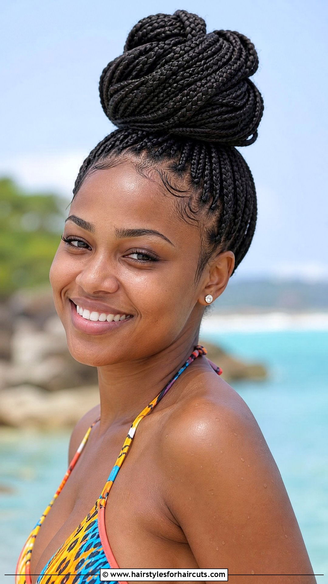 Box Braids Updo - 25 hairstyles for the pool - 25 hairstyles for the pool