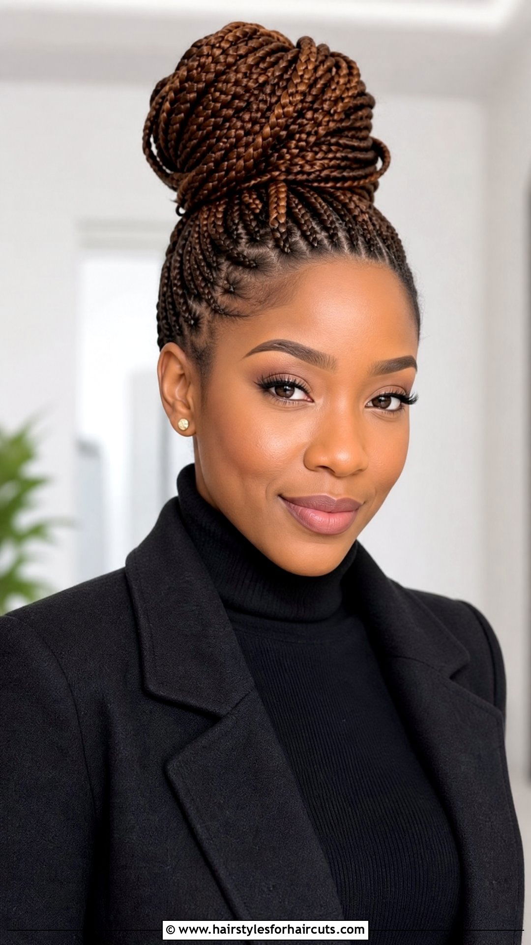 Box Braids Updo - 25 winter braid hairstyles for black hair - 25 winter braid hairstyles for black hair