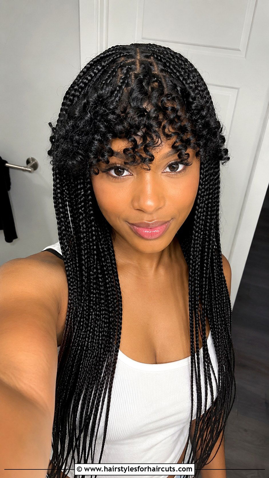 Box Braids With Curly Bangs - 25 bang hairstyles black hair - 25 bang hairstyles black hair