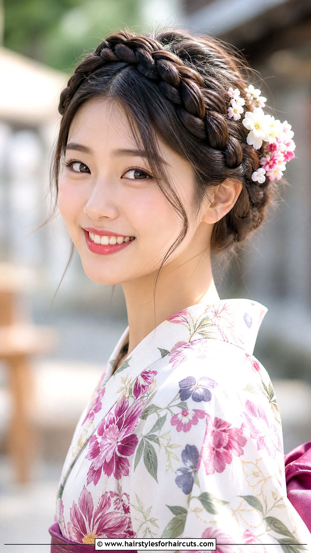 Braided Crown For Kimono - 25 kimono hairstyles - 25 kimono hairstyles
