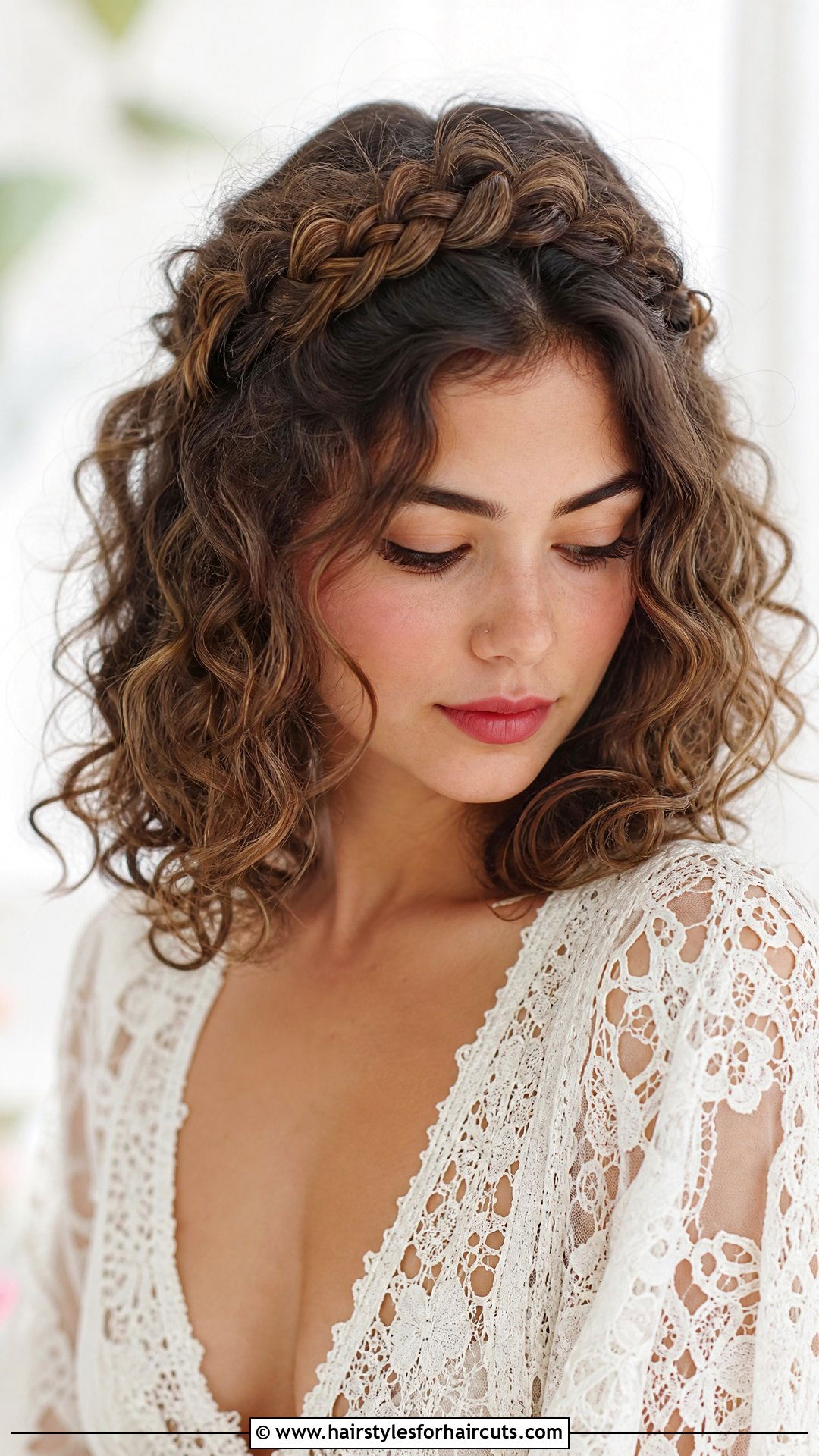 Braided Crown For Shoulder Length Curly Hair - 25 wedding hairstyles for shoulder length curly hair - 25 wedding hairstyles for shoulder length curly hair
