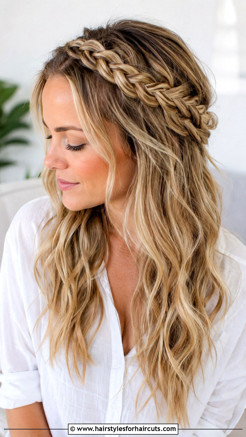 Braided Crown Hairstyle - 25 beach hairstyles for medium hair - 25 beach hairstyles for medium hair