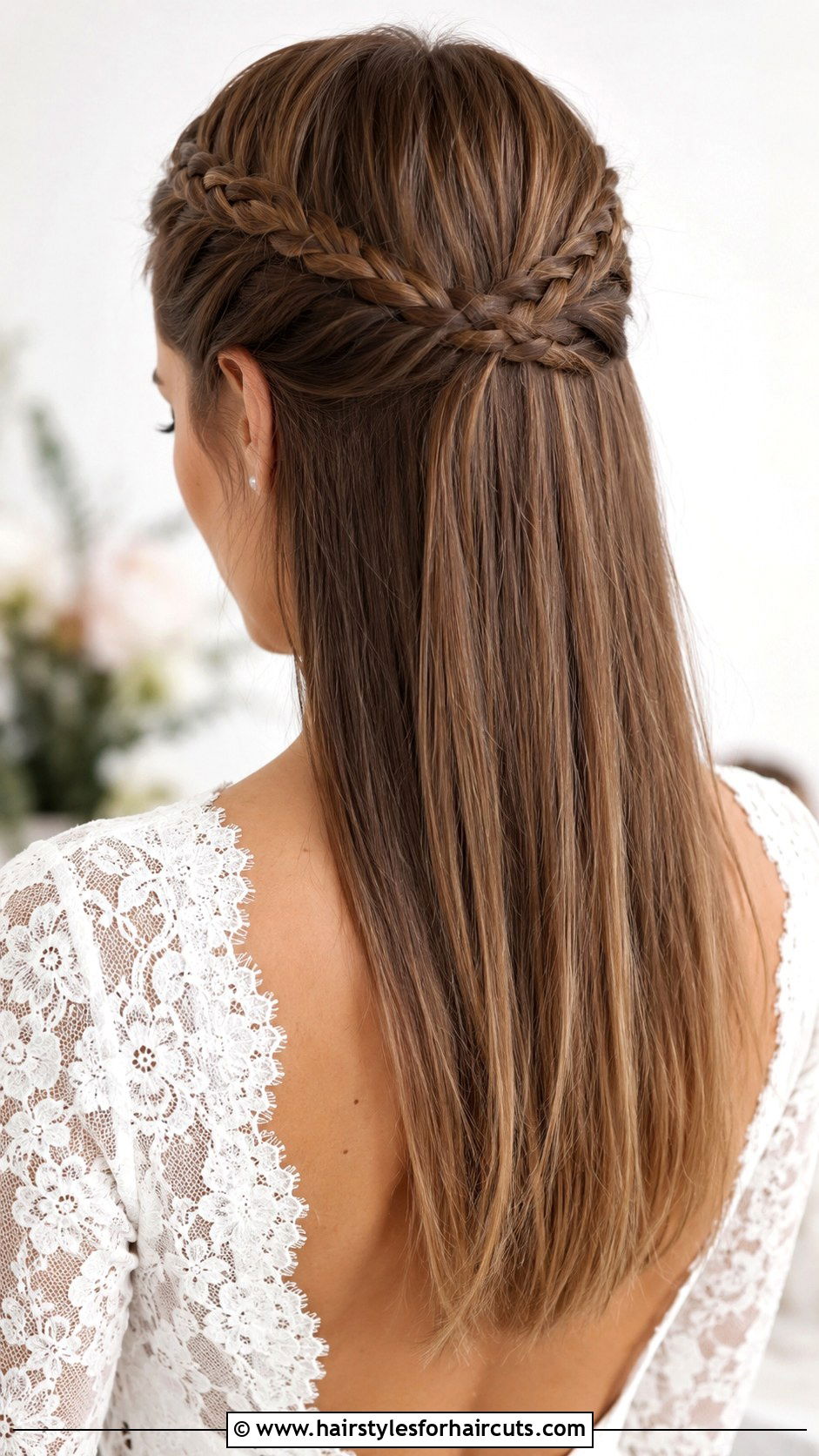Braided Crown Half Up Hairstyle - 25 prom hairstyles for long straight hair down - 25 prom hairstyles for long straight hair down