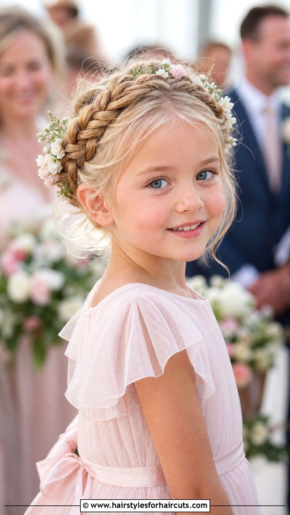 Braided Crown Little Girl Wedding Hairstyle - 25 little girl wedding hairstyles for long hair - 25 little girl wedding hairstyles for long hair