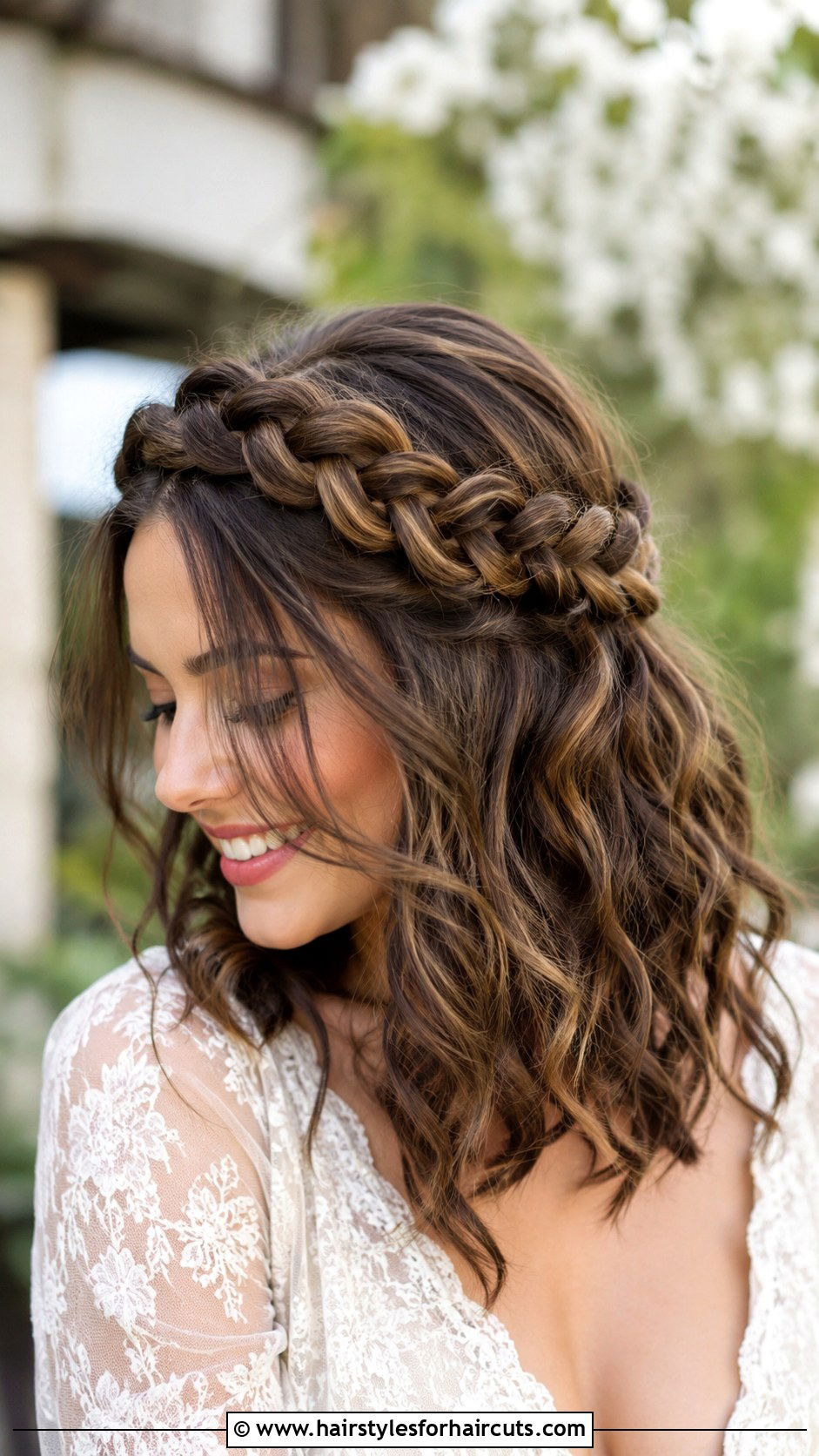 Braided Crown Medium Hair - 25 bridal hairstyles for medium hair - 25 bridal hairstyles for medium hair