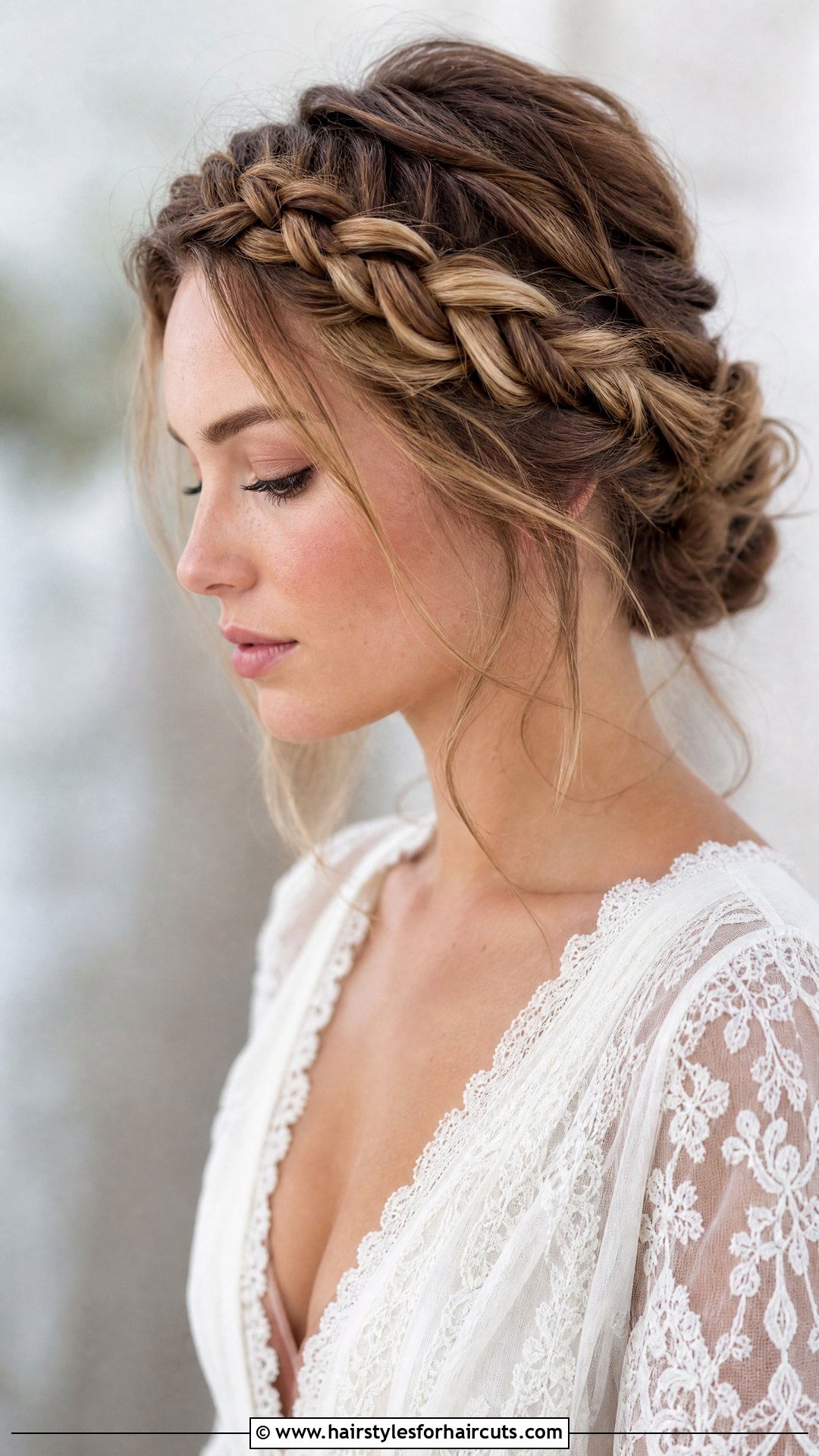 Braided Crown Medium Hair - 25 wedding hairstyles for medium hair - 25 wedding hairstyles for medium hair